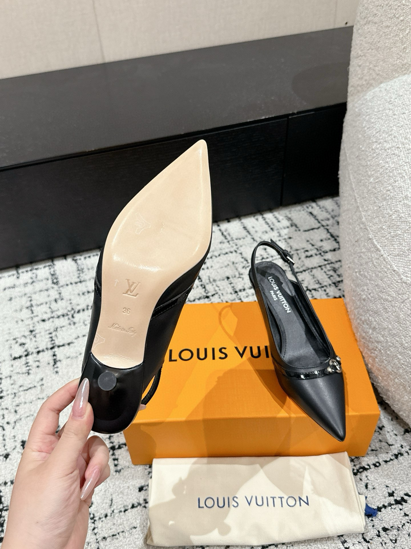 Bagsaaa LV 6AM Slingback Pump Black 5.5cm