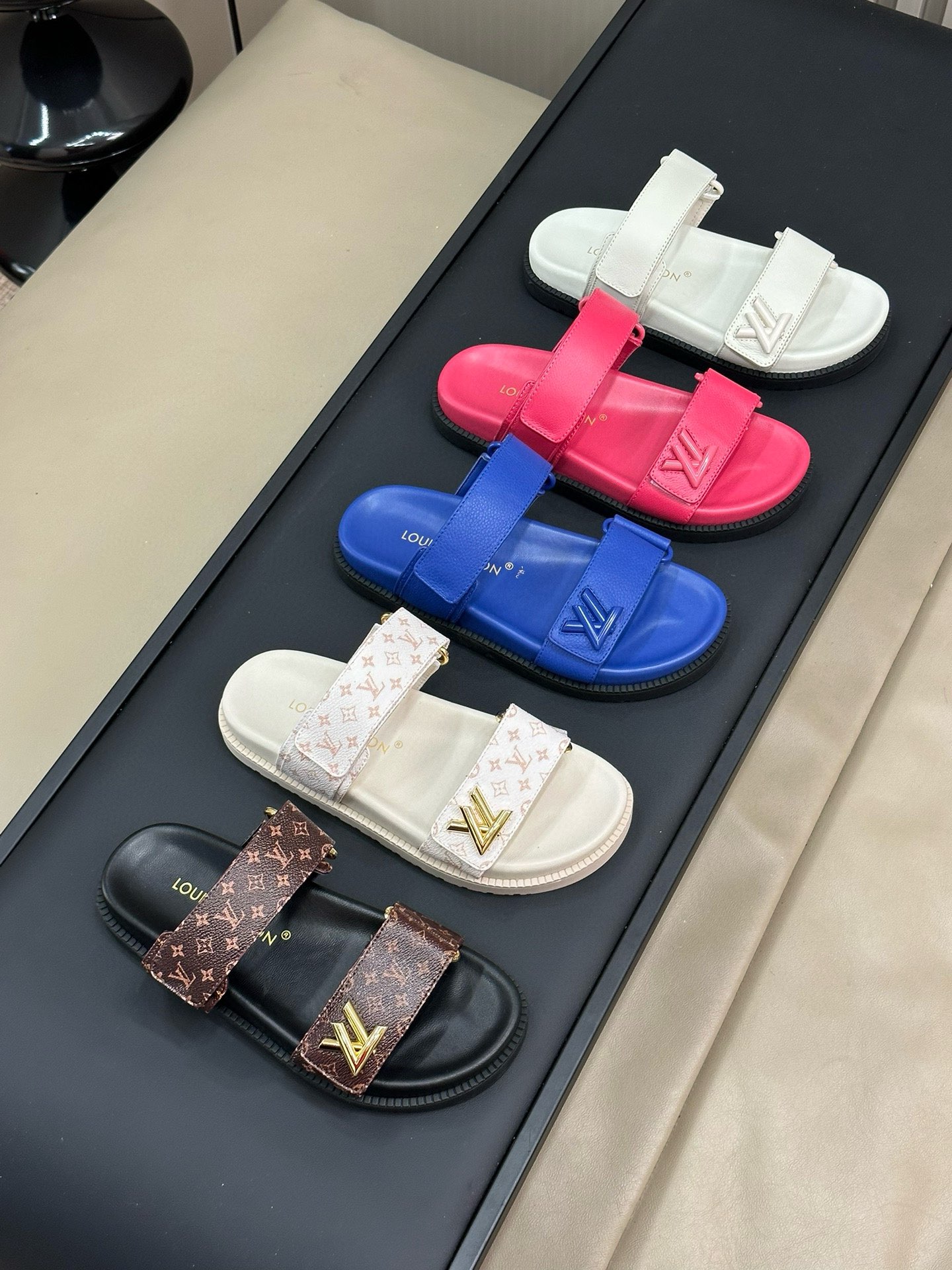 Bagsaaa LV Sunset Flat Comfort Mule Ivory White