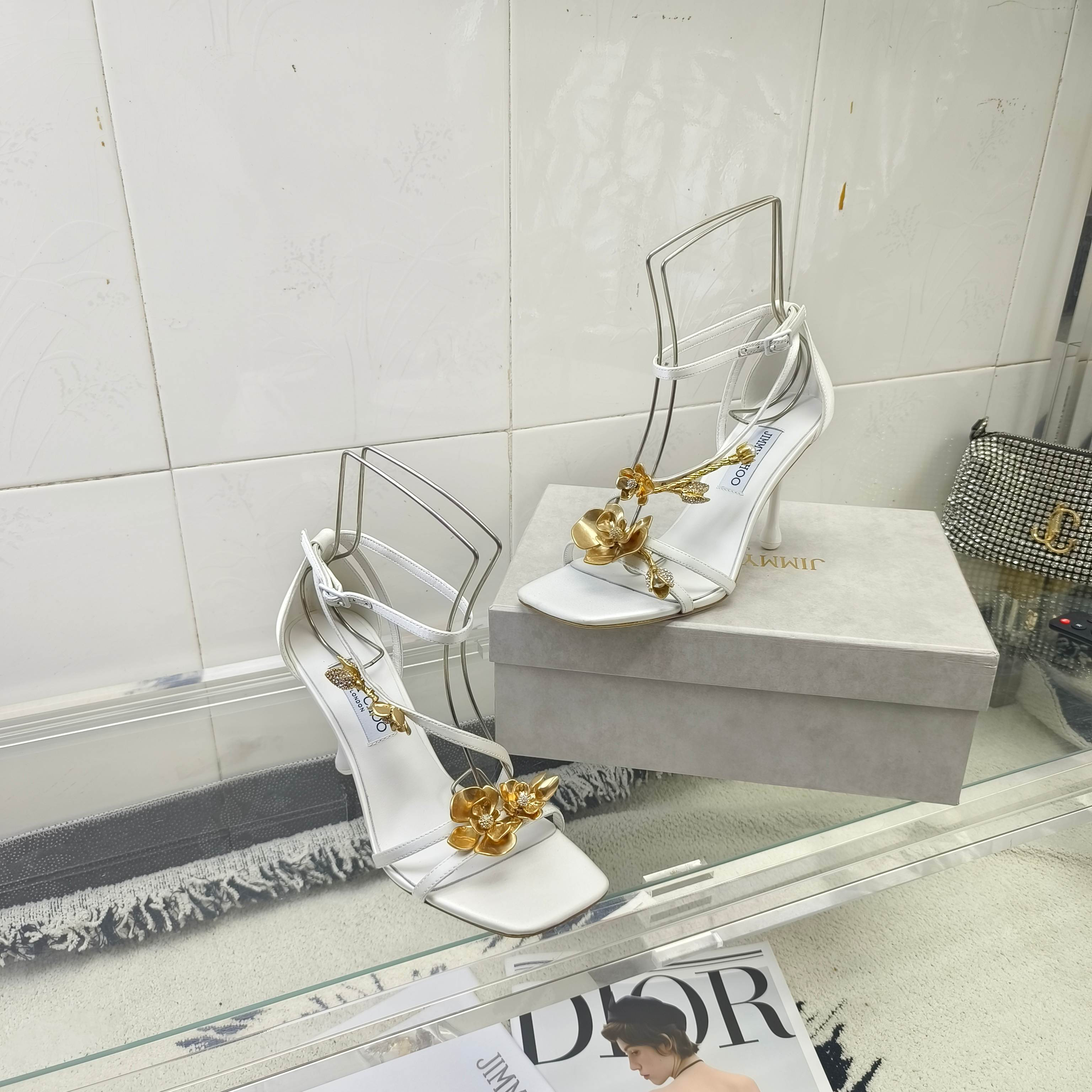 Bagsaaa J1m*y Ch00 Zea 95 Ivory Satin Flower Sandals