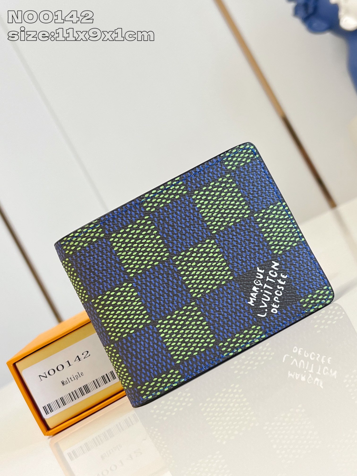 Bagsaaa LV N00142 Multiple Wallet Blue & Green - 11.5cm