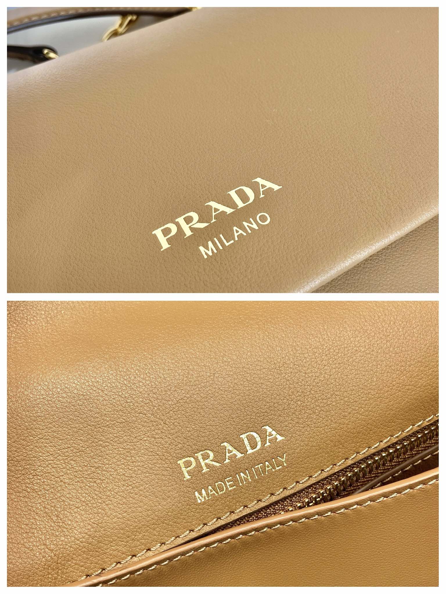 Bagsaaa Pra*a Doux medium leather shoulder bag 1BD371 beige - 29cm
