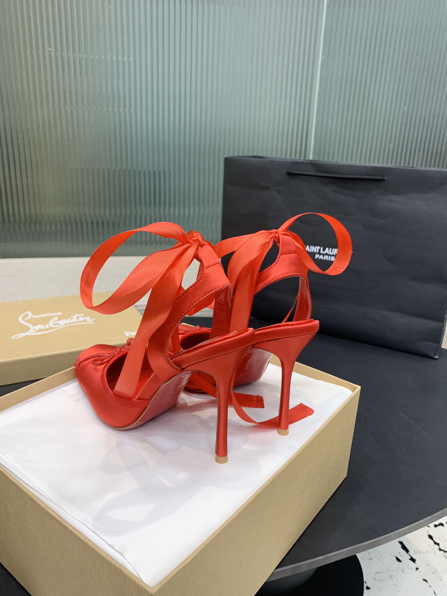 Bagsaaa Chr1st1an Louboutin Cassia Lace Up Red - 10cm