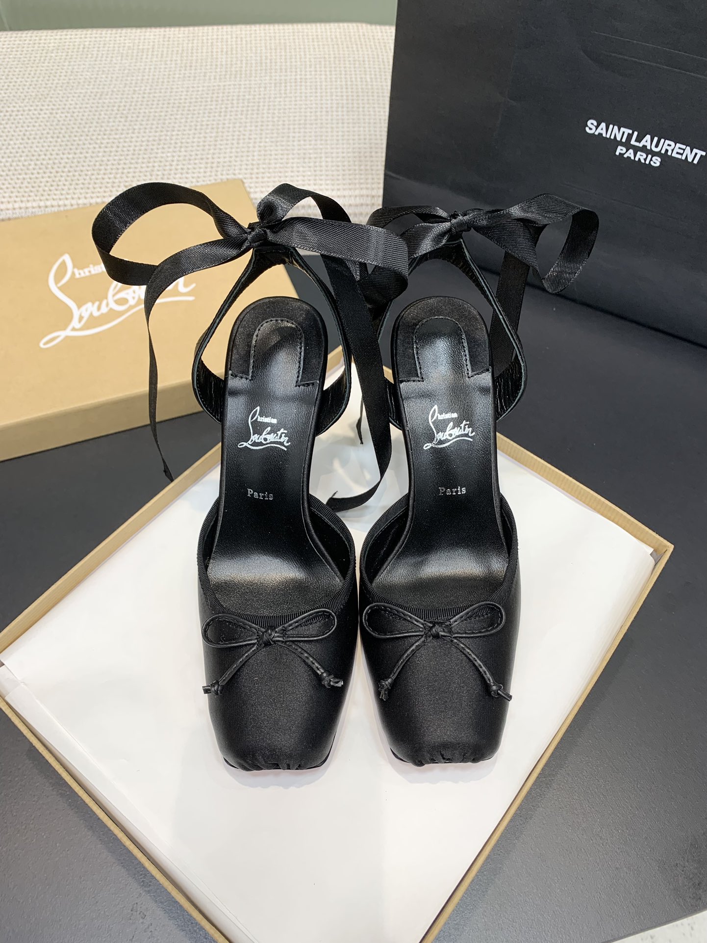 Bagsaaa Chr1st1an Louboutin Cassia Lace Up Black - 10cm