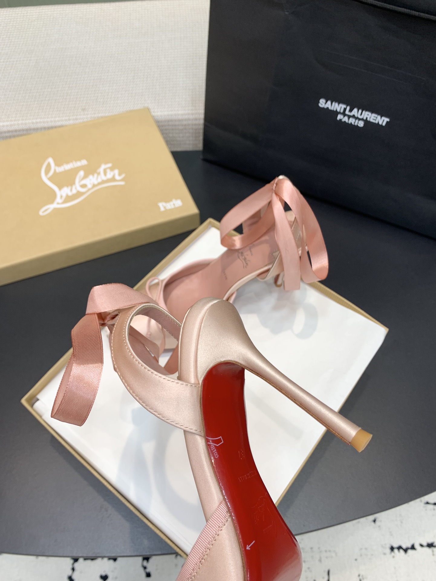 Bagsaaa Chr1st1an Louboutin Cassia Lace Up Pink - 10cm