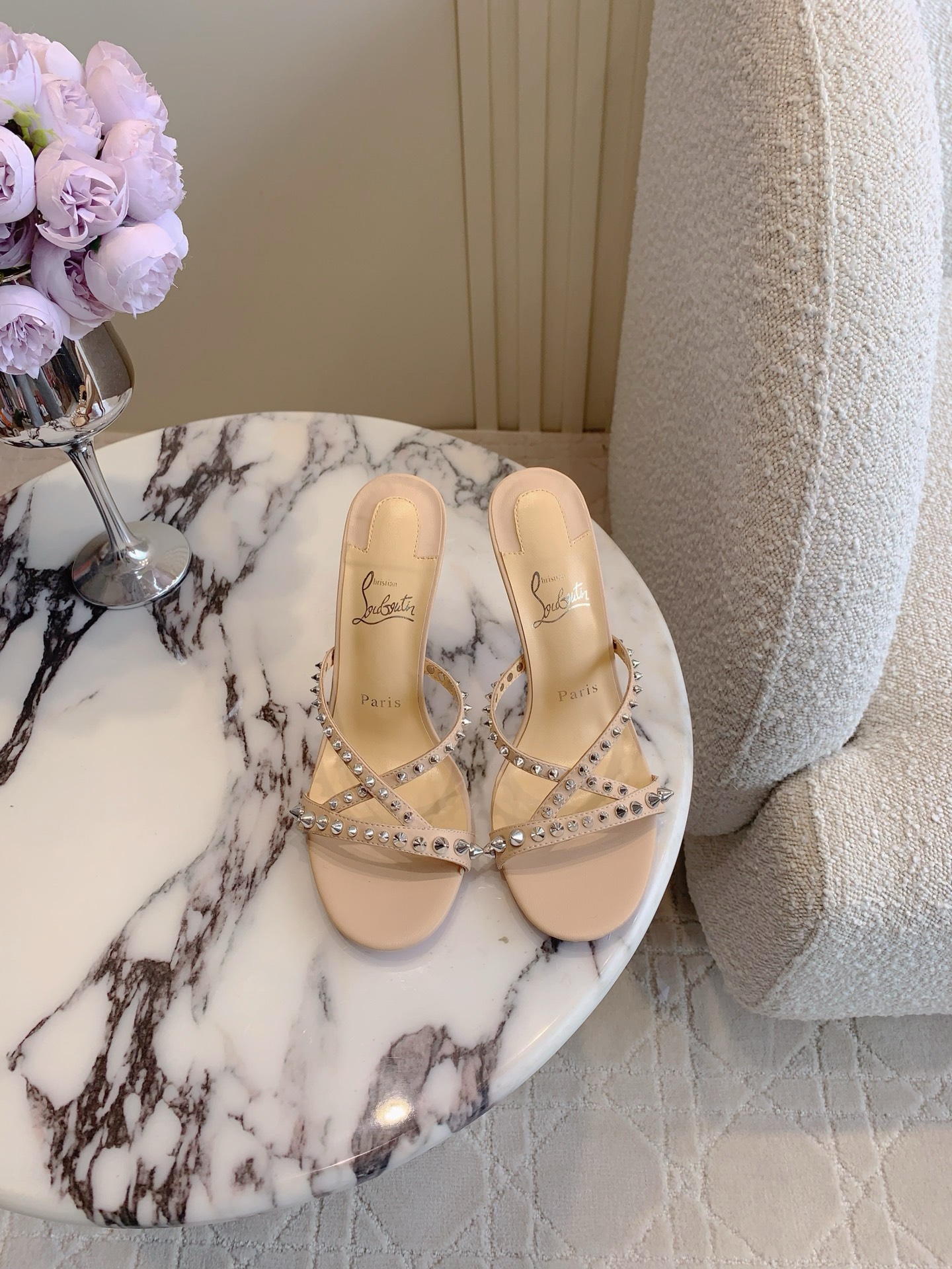 Bagsaaa Chr1st1an Louboutin 85mm Tatoosh Spikes mules nude