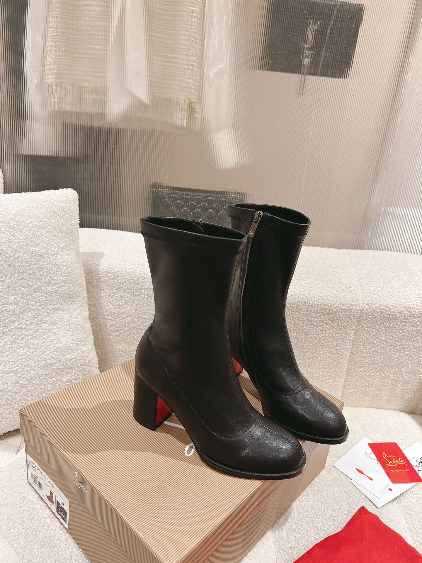 Bagsaaa Chr1st1an Louboutin Stretchadoxa 70mm Low Boots Black