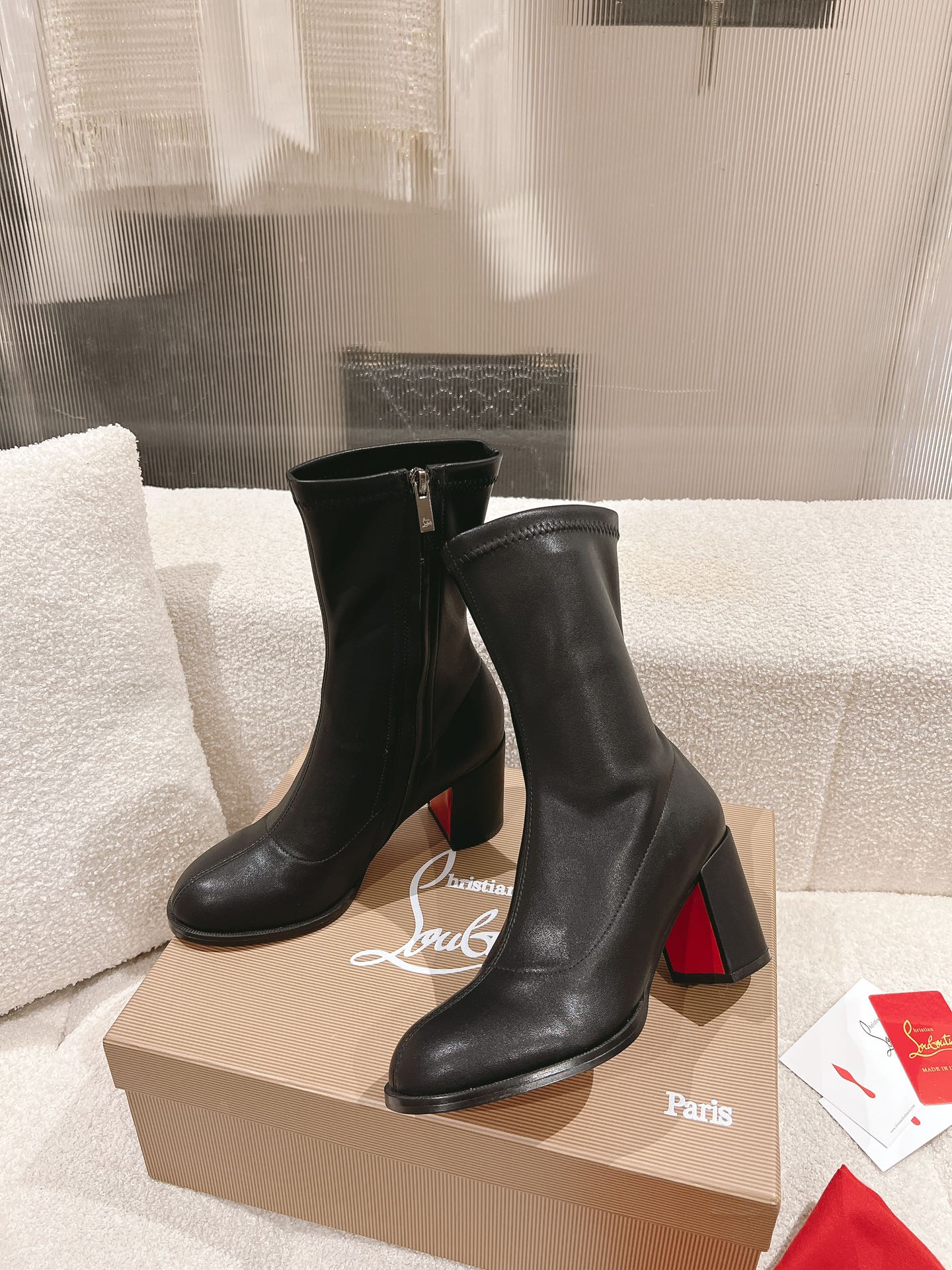 Bagsaaa Chr1st1an Louboutin Stretchadoxa 70mm Low Boots Black
