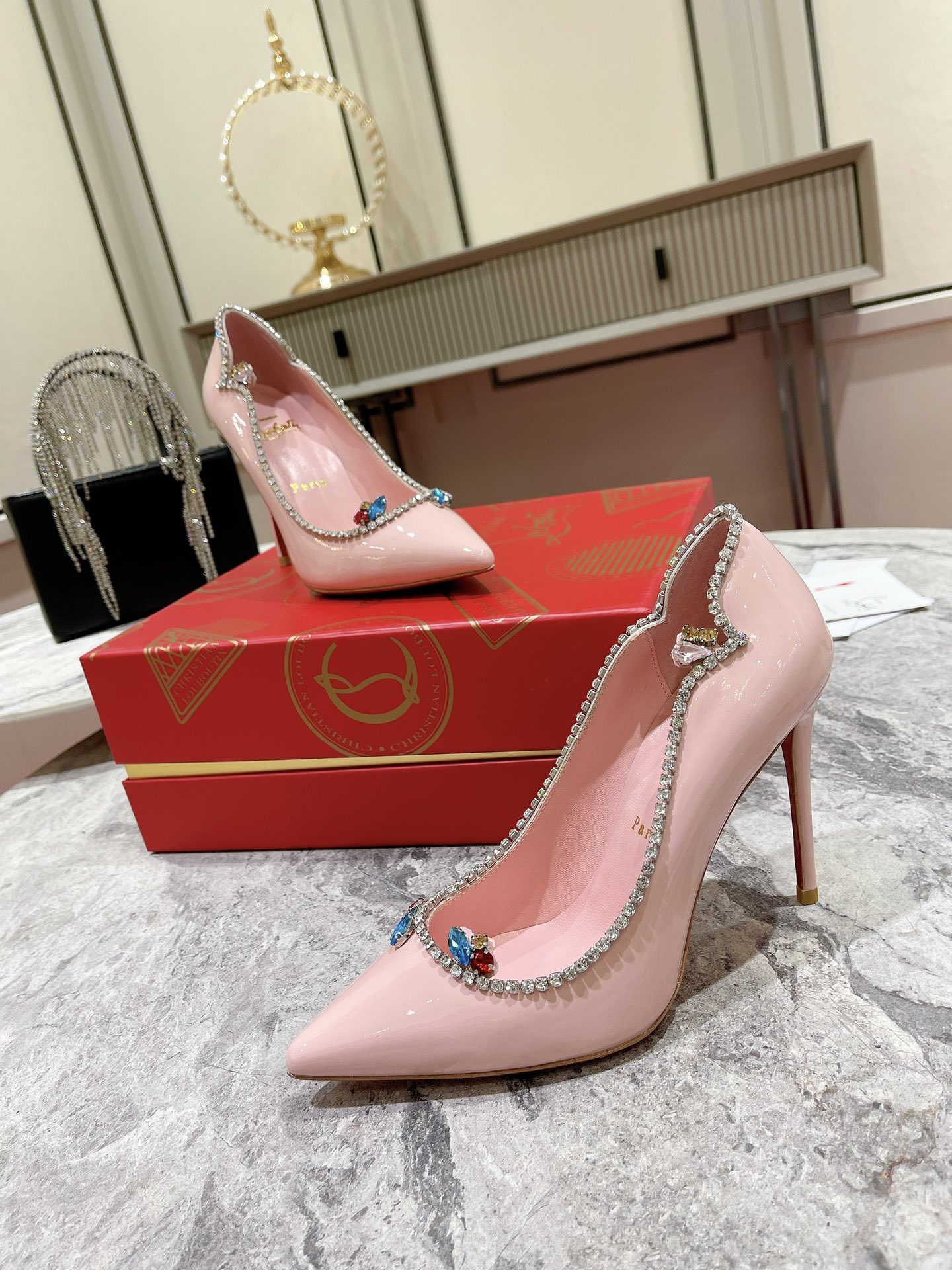 Bagsaaa Chr1st1an Louboutin Pink Patent Heels 10cm