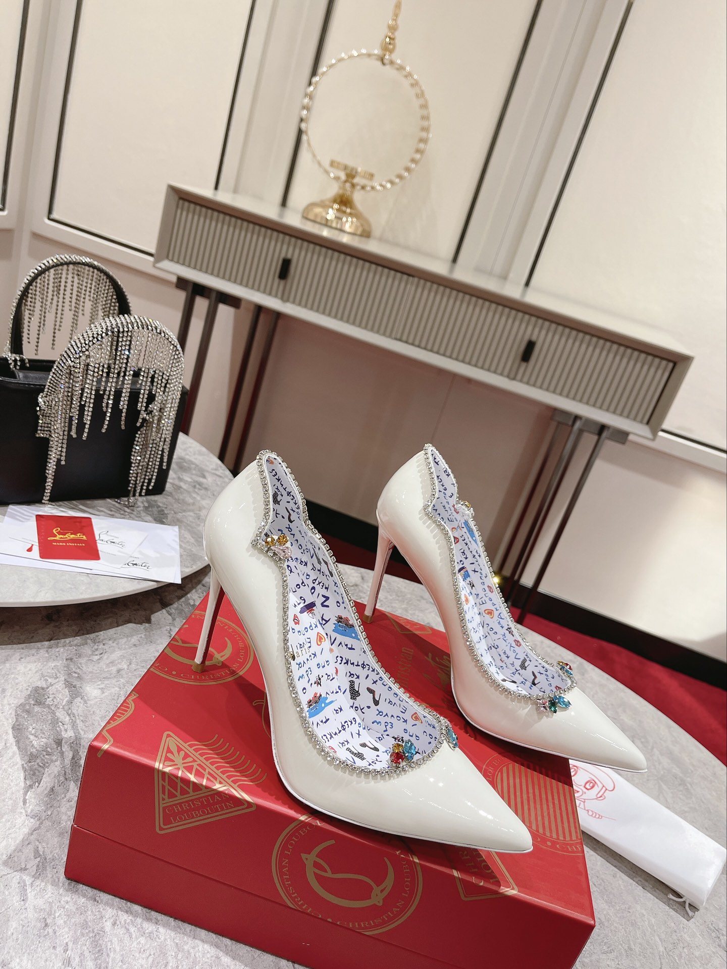 Bagsaaa Chr1st1an Louboutin White Patent Heels 10cm
