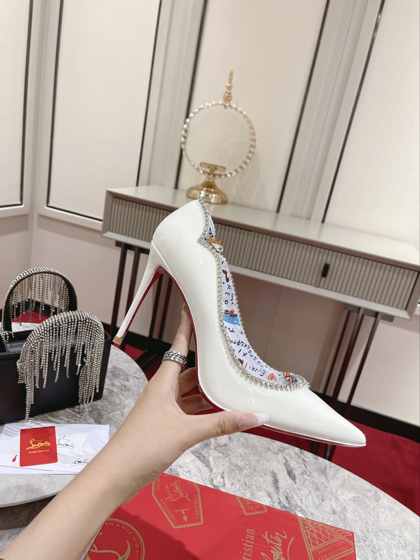 Bagsaaa Chr1st1an Louboutin White Patent Heels 10cm