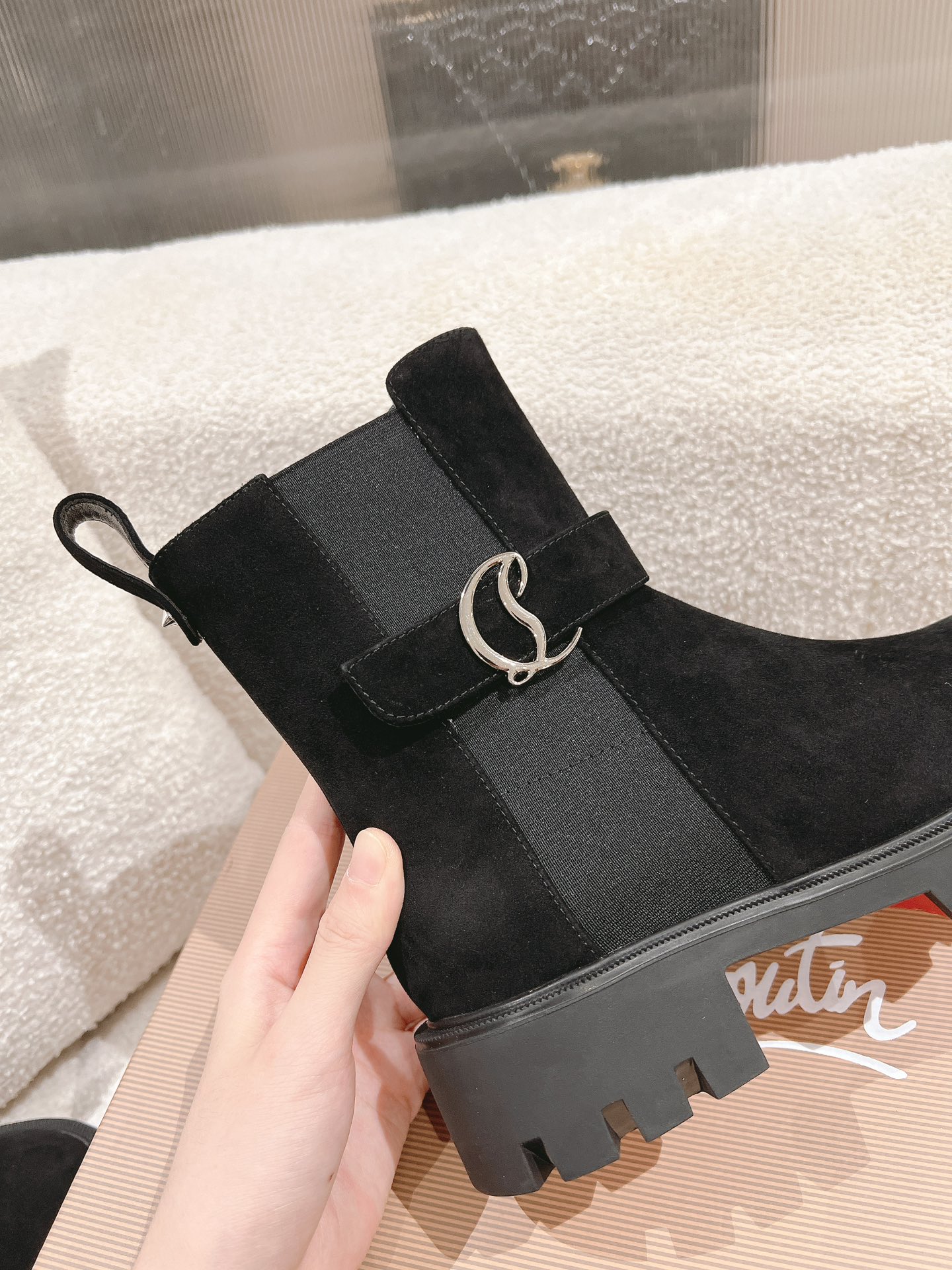 Bagsaaa Chr1st1an Louboutin Chelsea suede ankle boots black