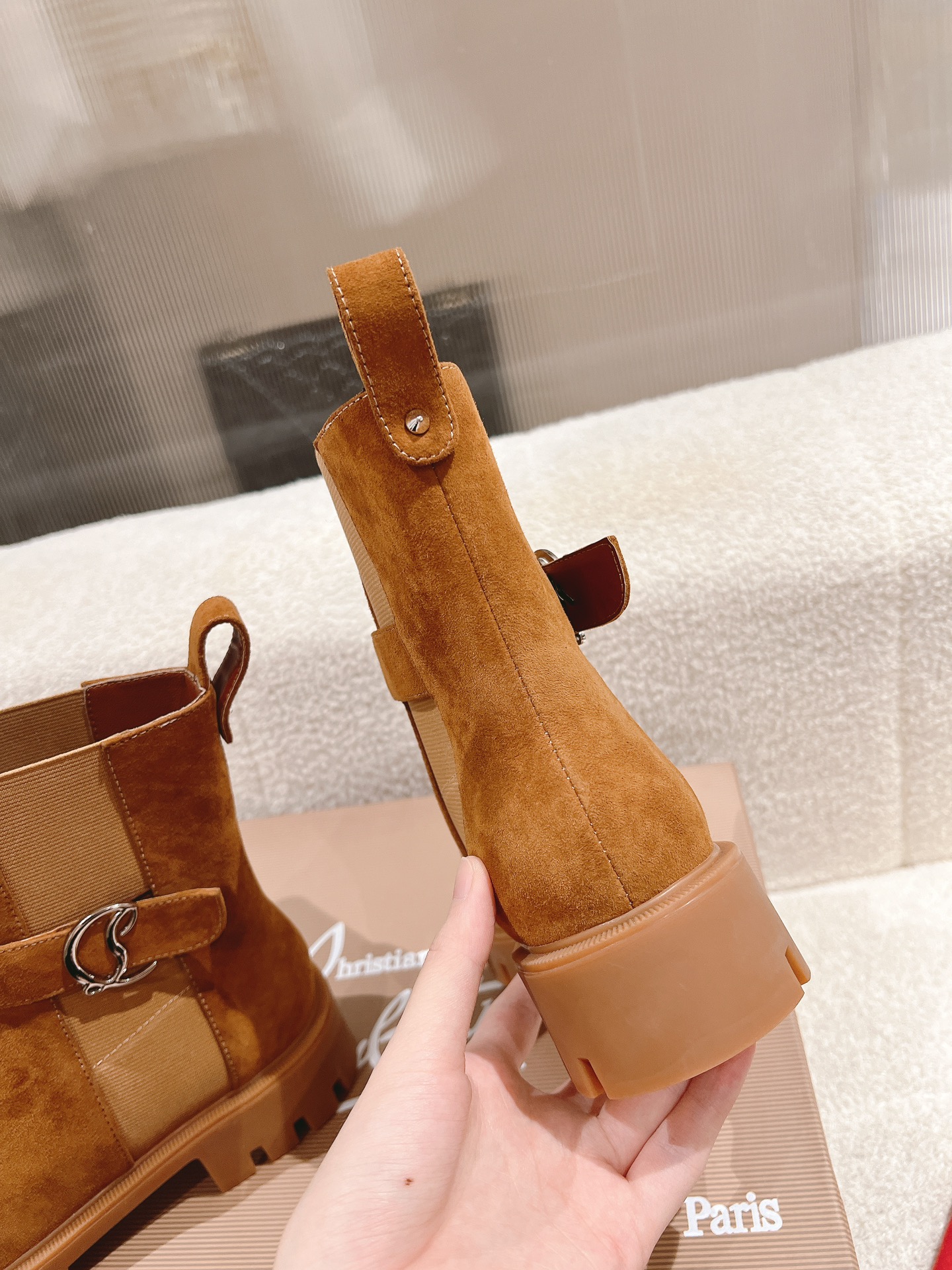 Bagsaaa Chr1st1an Louboutin Chelsea suede ankle boots brown