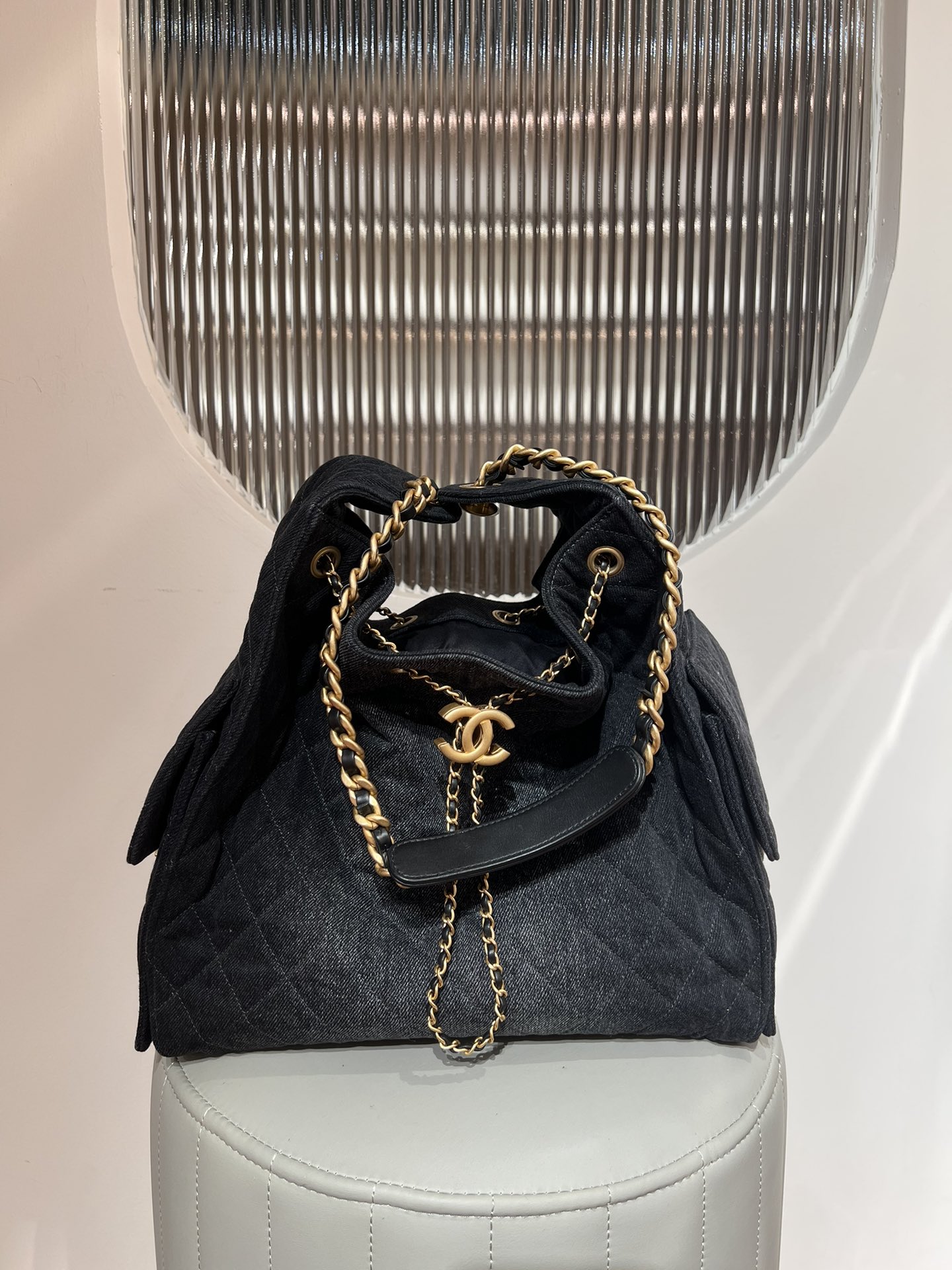 Bagsaaa Ch**el 25 Medium Handbag AS5311 Black Denim - 40cm