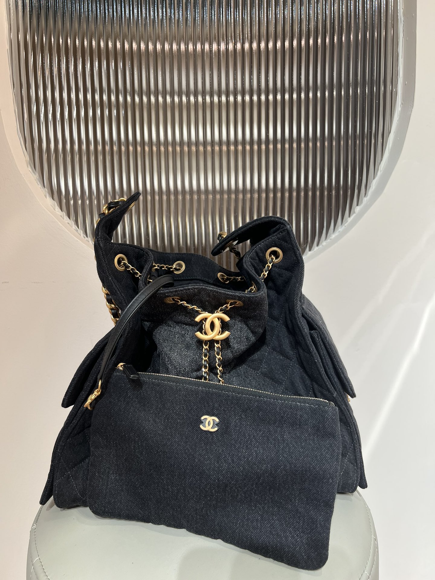 Bagsaaa Ch**el 25 Medium Handbag AS5311 Black Denim - 40cm