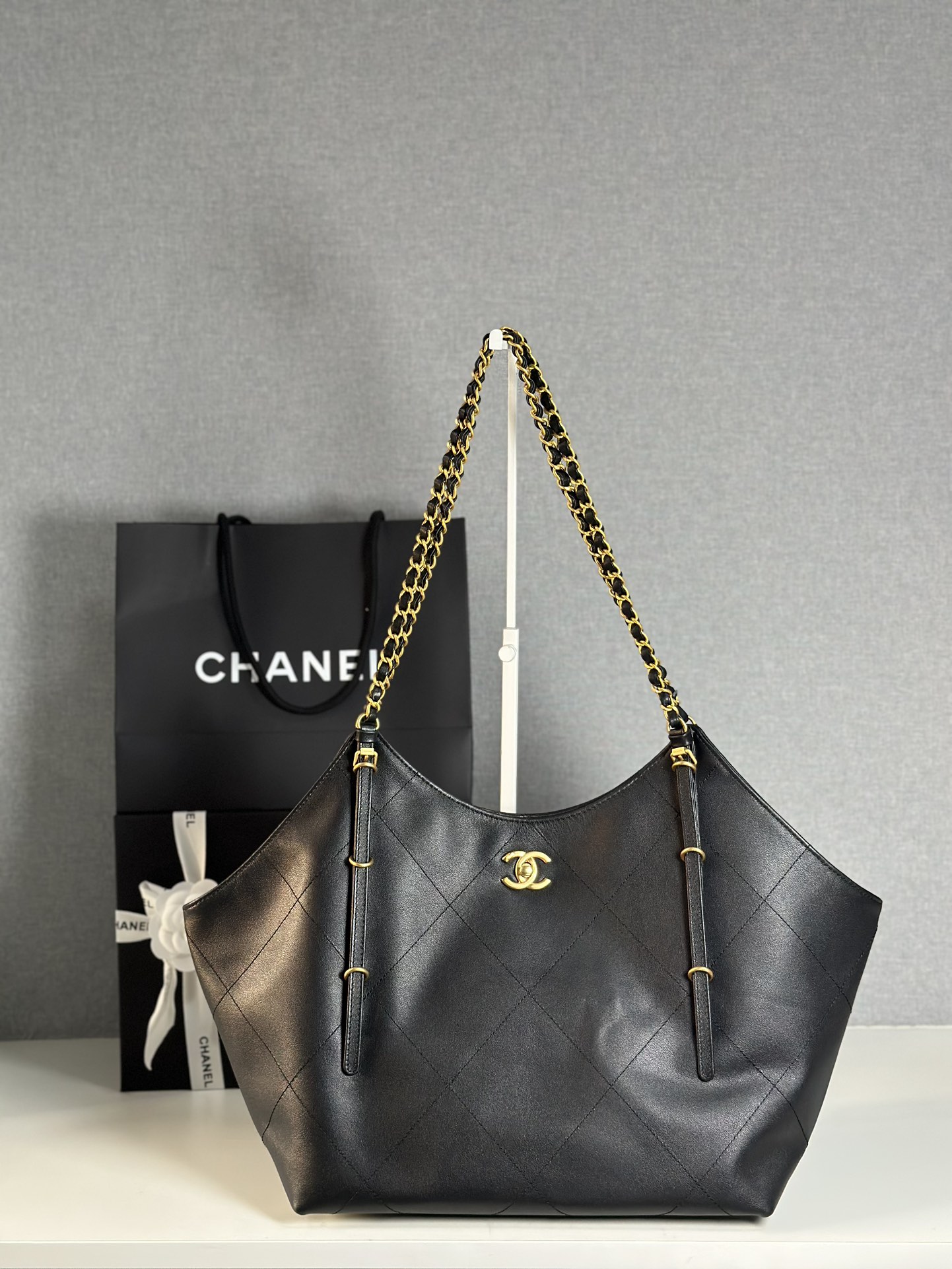 Bagsaaa Ch**el Maxi Shopping Bag AS5463 Black - 36 x 59 x 13cm