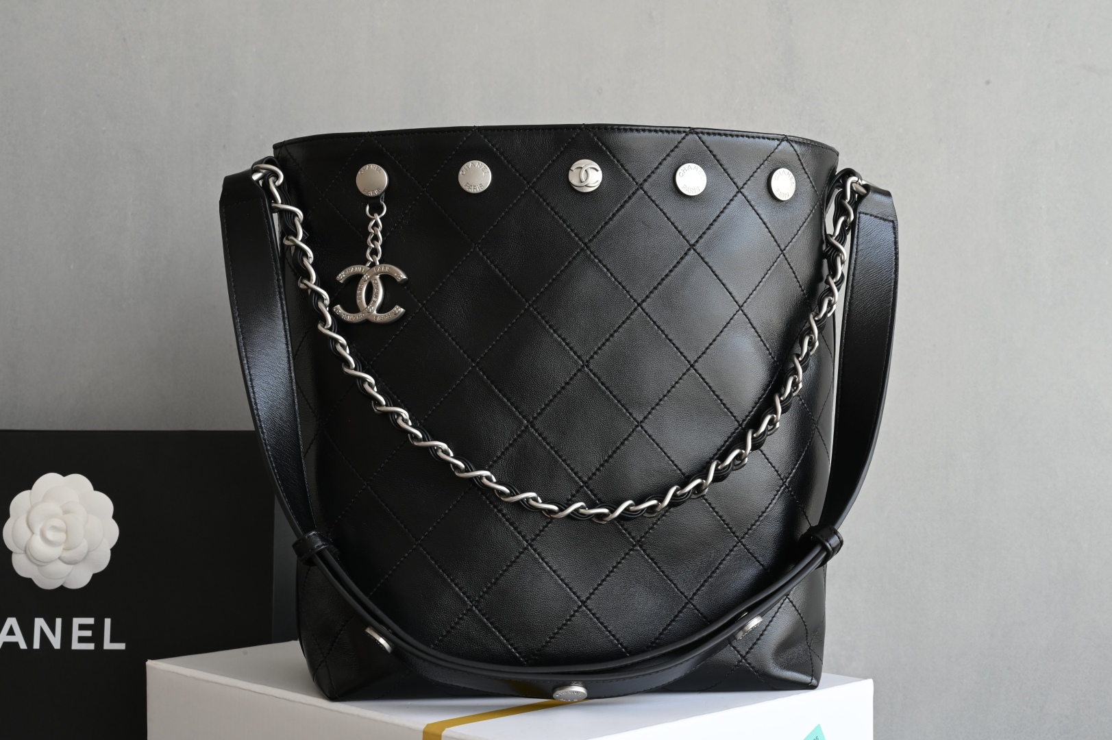 Bagsaaa Ch**el Large Bucket Bag AS5406 Black - 31cm