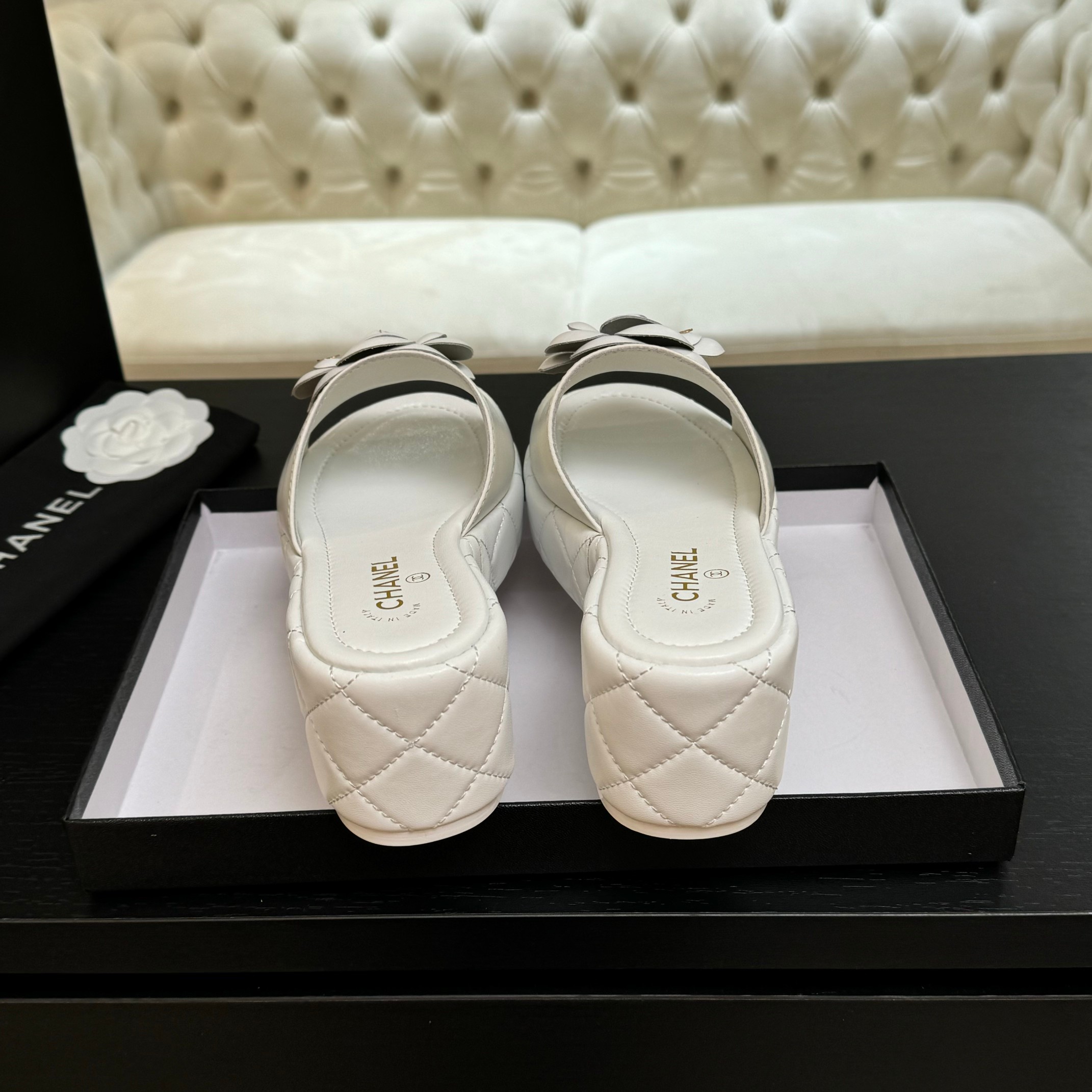 Bagsaaa Ch**el Camellia Quilted Platforms White