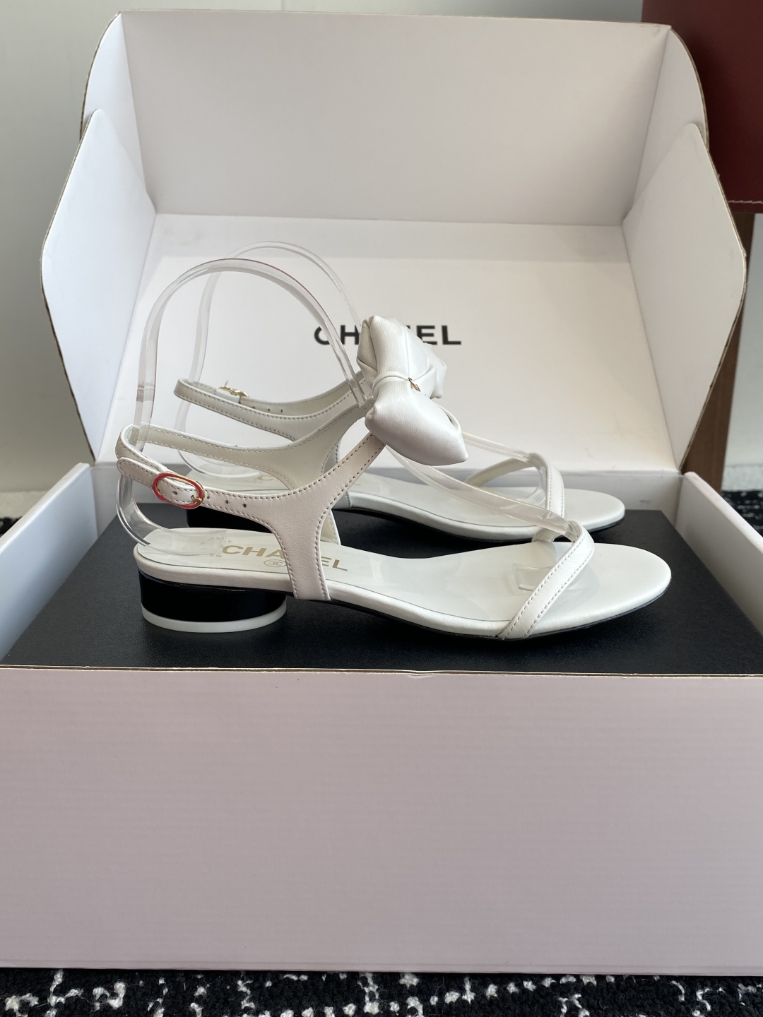 Bagsaaa Ch**el Sandals G46193 White Lambskin