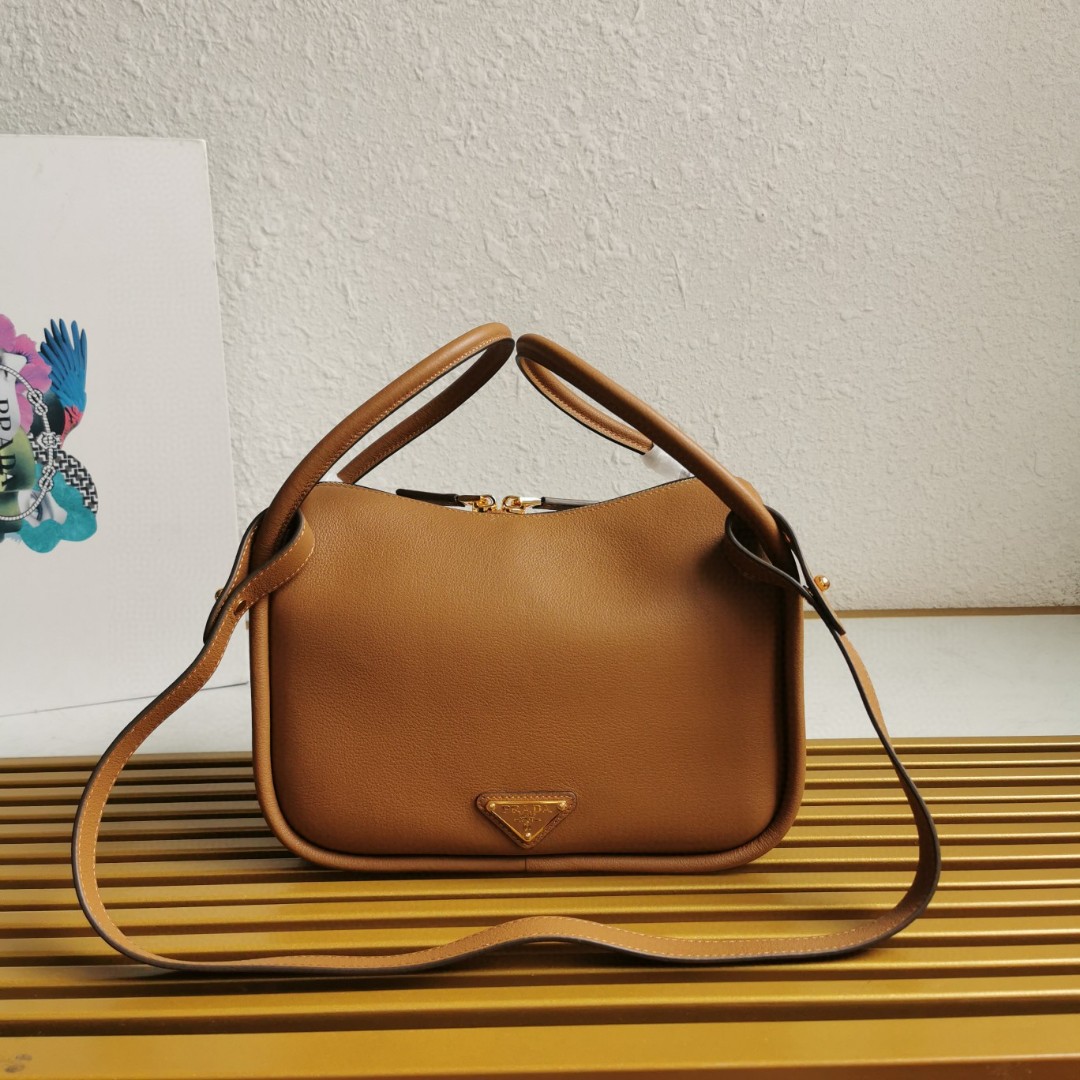 Bagsaaa Pra*a Darling leather handbag 1BA451 Brown - 25cm