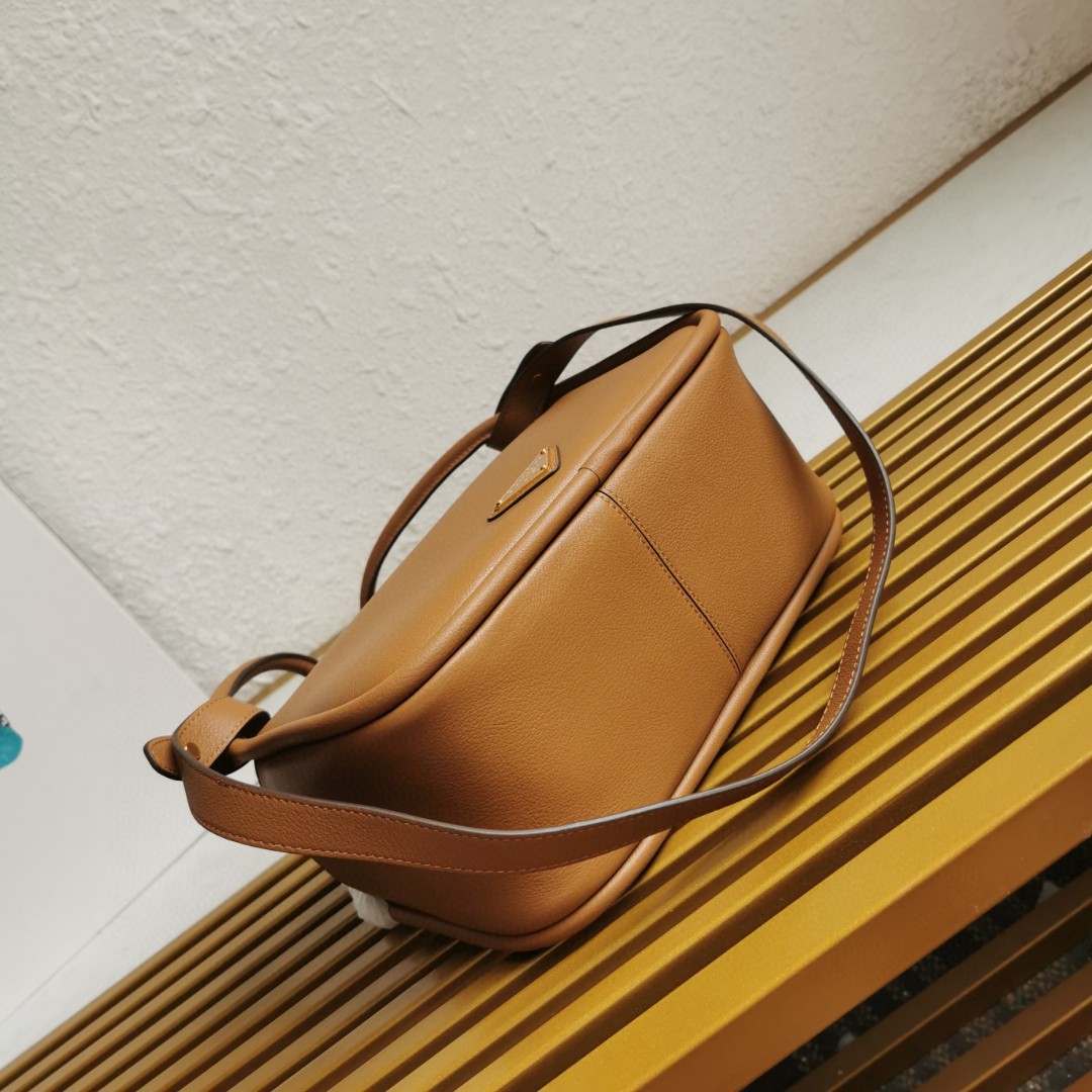Bagsaaa Pra*a Darling leather handbag 1BA451 Brown - 25cm