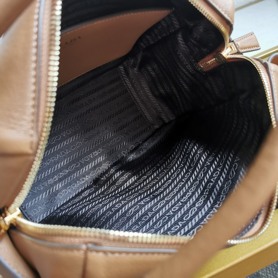 Bagsaaa Pra*a Darling leather handbag 1BA451 Brown - 25cm