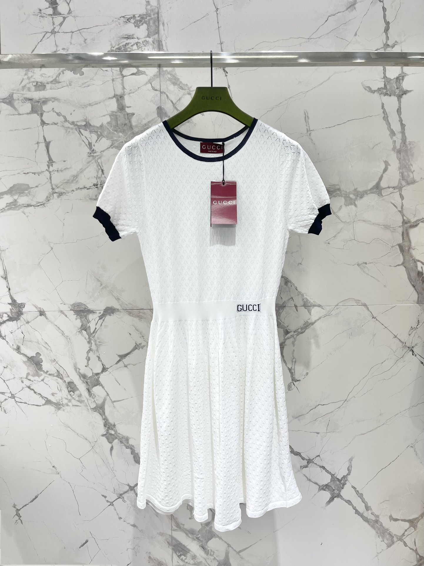 Bagsaaa Gvc*1 Flared Dress With Logo Lettering Embroidery White