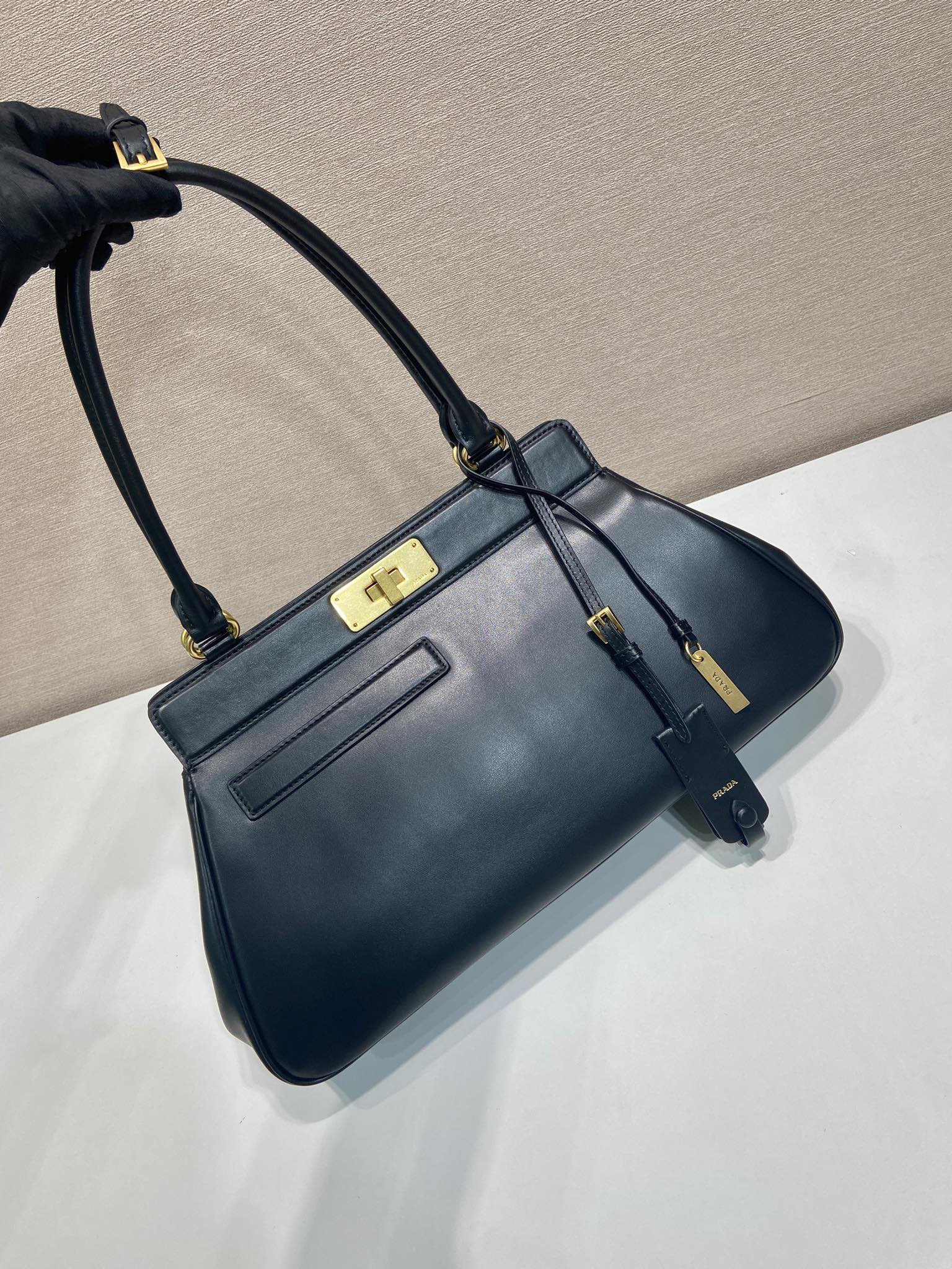 Bagsaaa Pra*a Medium leather tote bag 1BG569 black - 38cm