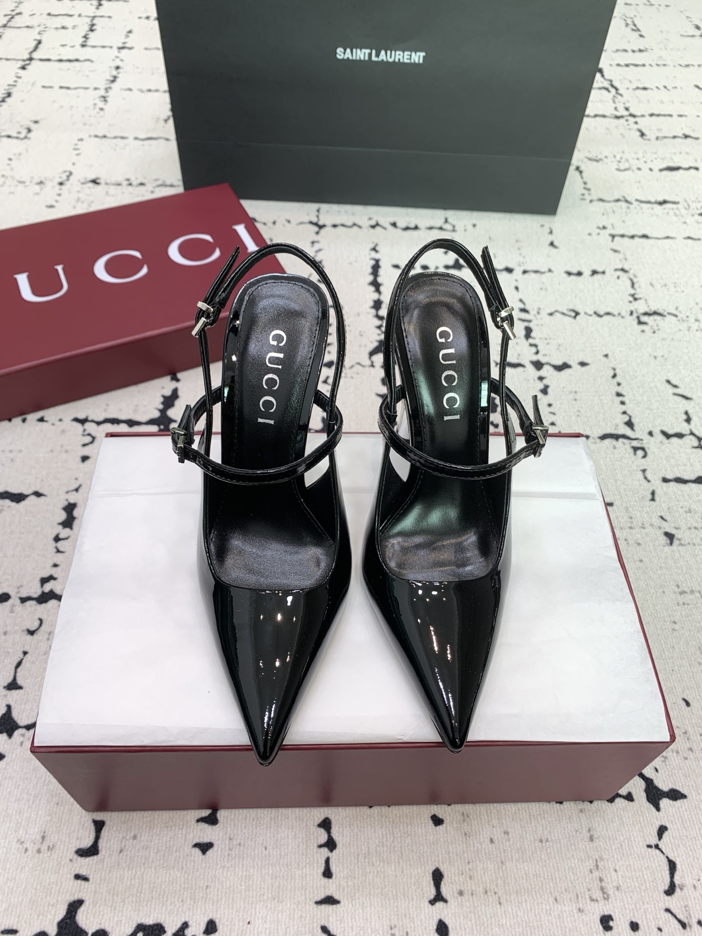 Bagsaaa Gvc*1 Women's slingback pump 812998 Black patent 10cm
