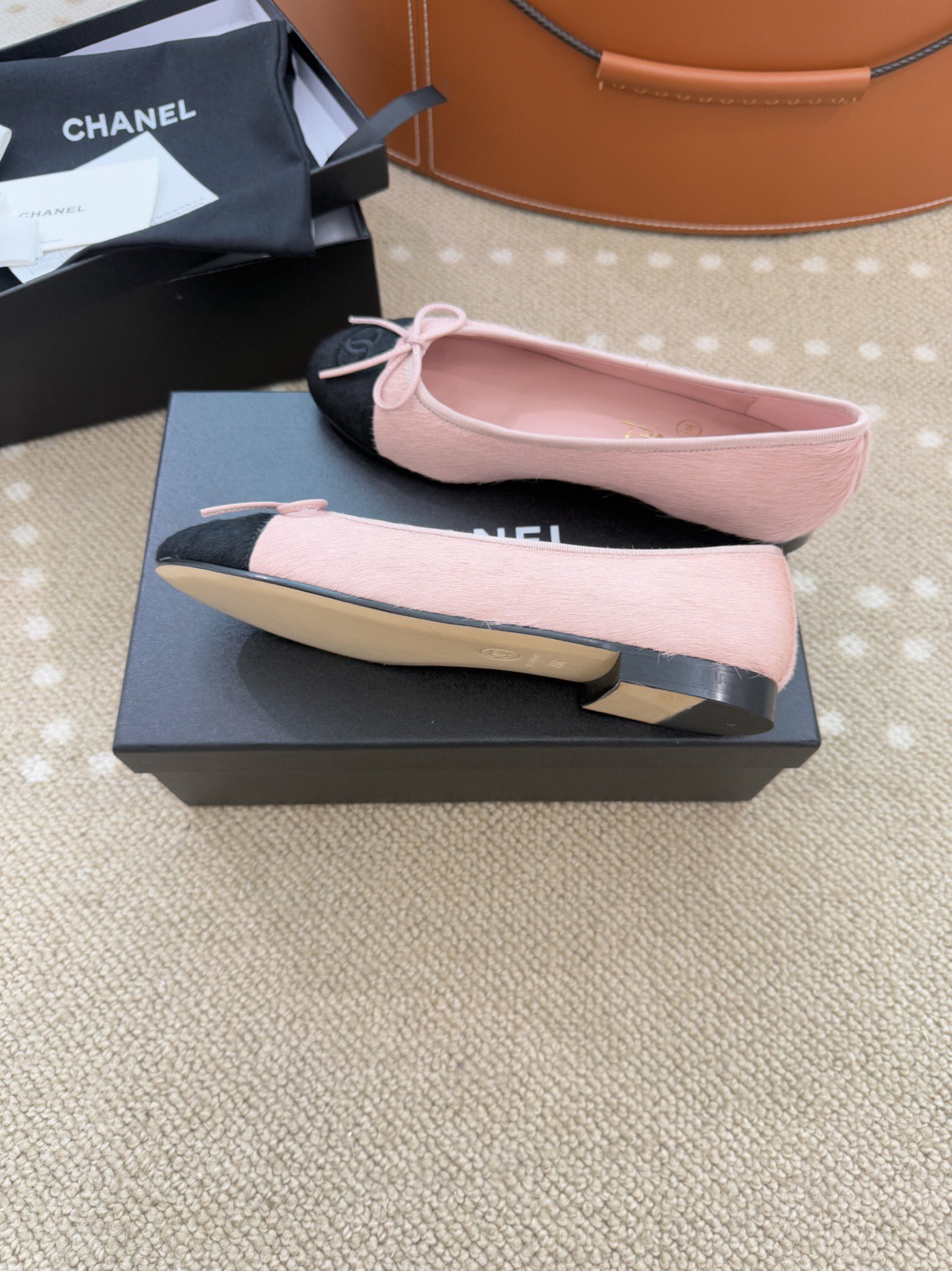 Bagsaaa Ch**el Classic Ballerina Flats Pink & Black