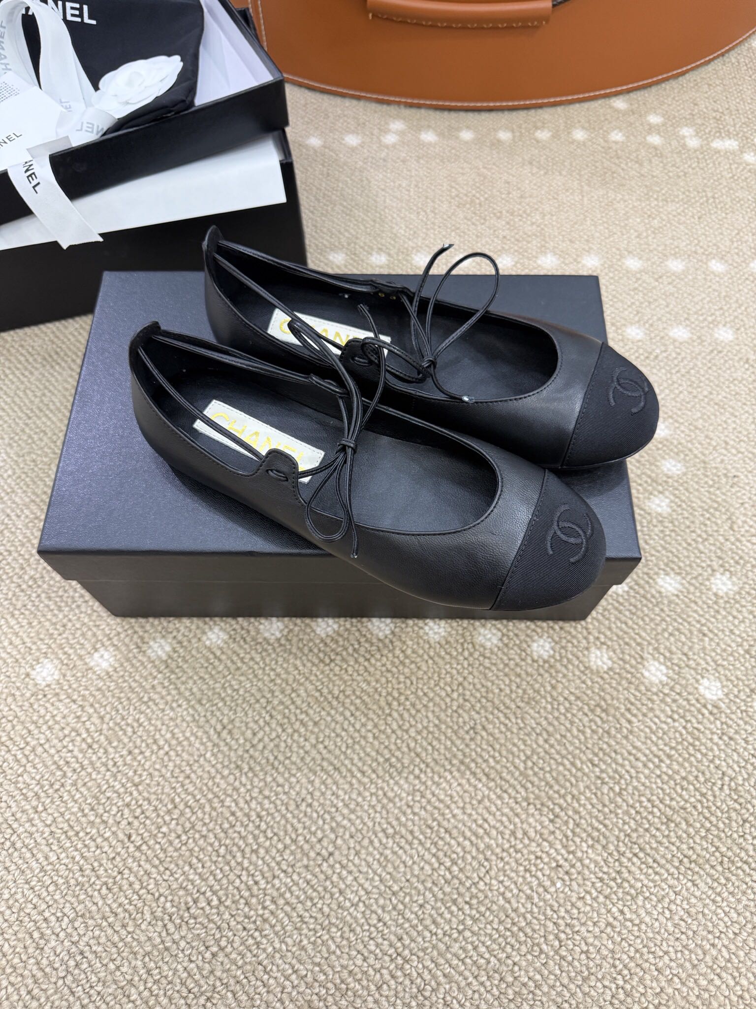 Bagsaaa Ch**el Mary Janes Black Lambskin & Grosgrain G46324