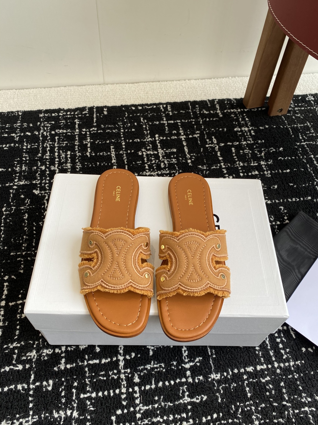 Bagsaaa Ce1i*e Marina Fringed Mule In Cotton Brown