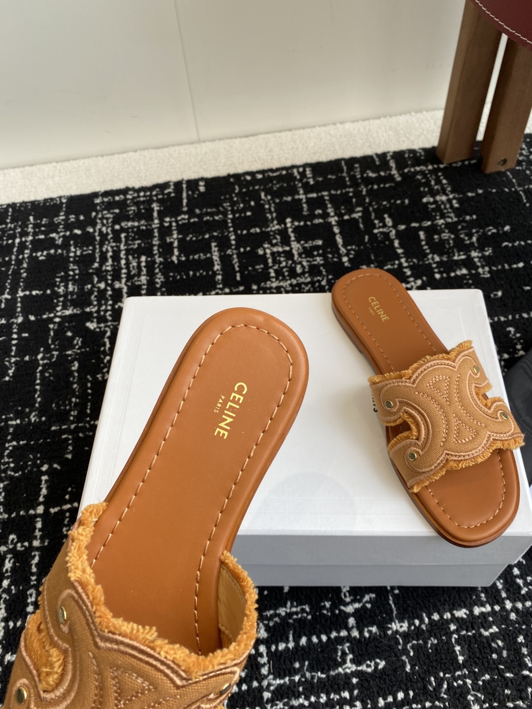 Bagsaaa Ce1i*e Marina Fringed Mule In Cotton Brown