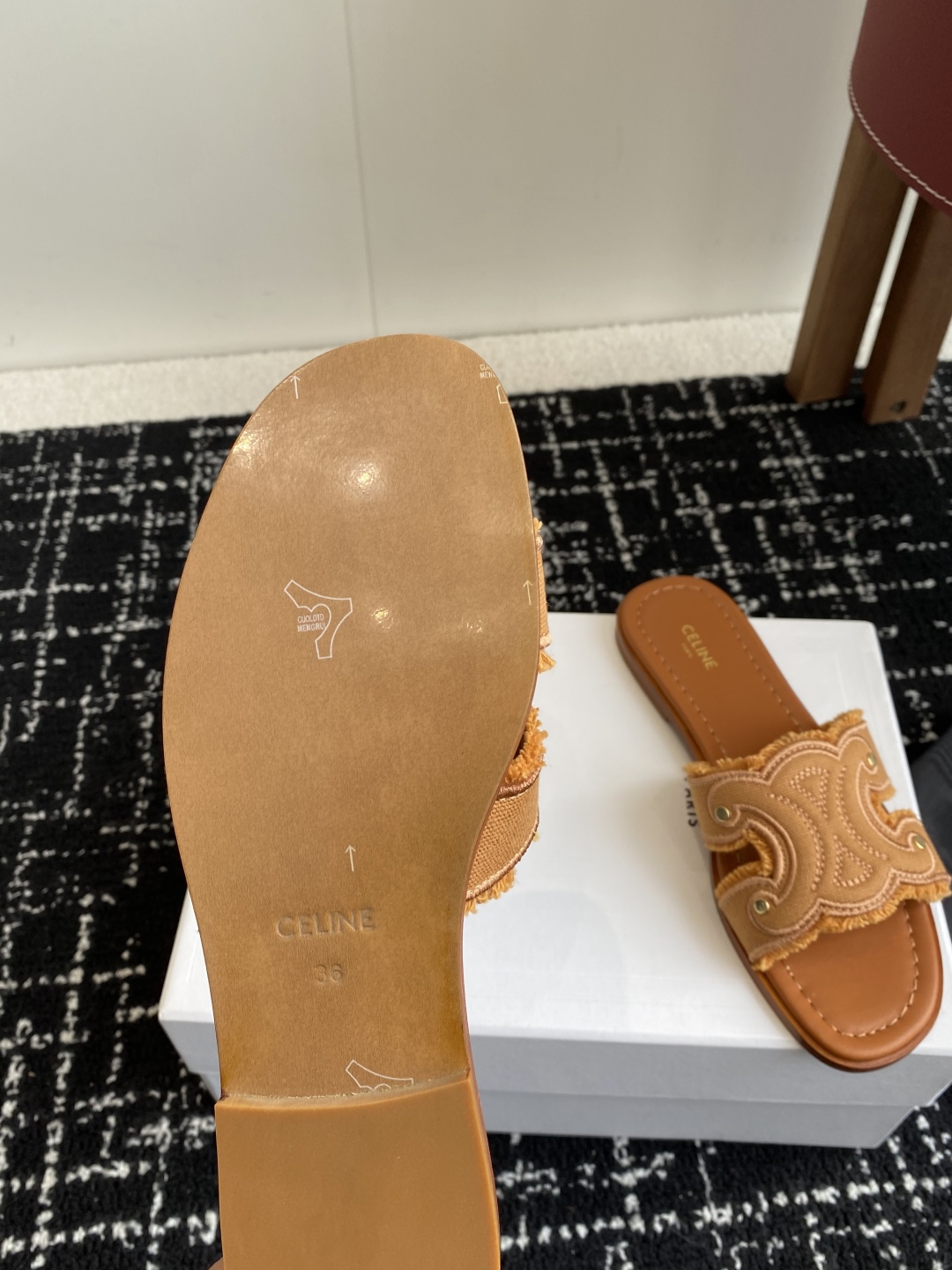 Bagsaaa Ce1i*e Marina Fringed Mule In Cotton Brown