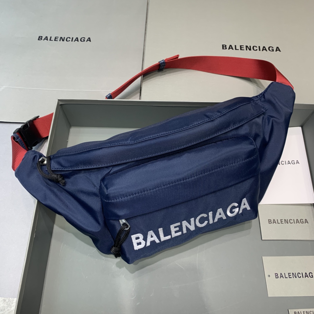 Bagsaaa Ba1en*iaga Wheel Hip Bag Red Navy blue - 23cm