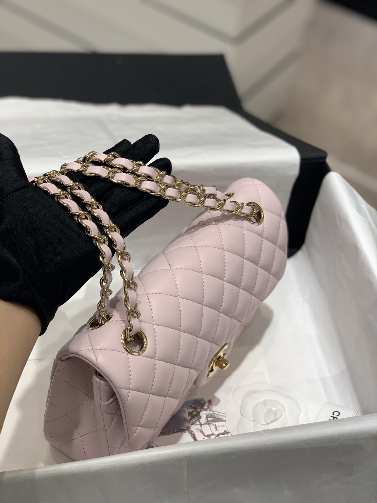 Bagsaaa Ch**el Mini Flap Bag Pink Lambskin & Gold - 20cm