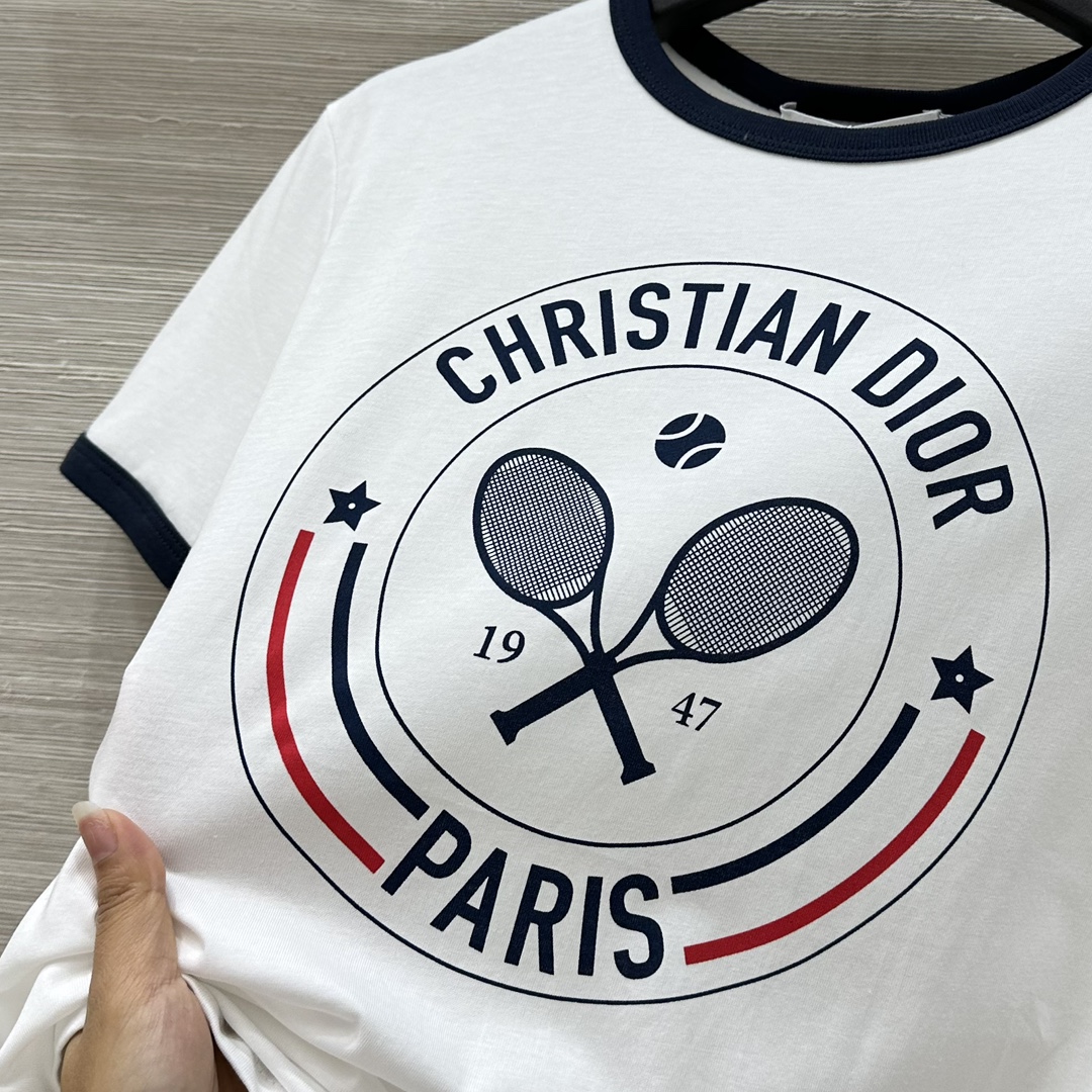 Bagsaaa D10r Vibe T-Shirt White Cotton and Linen Jersey with Three-Tone Signature