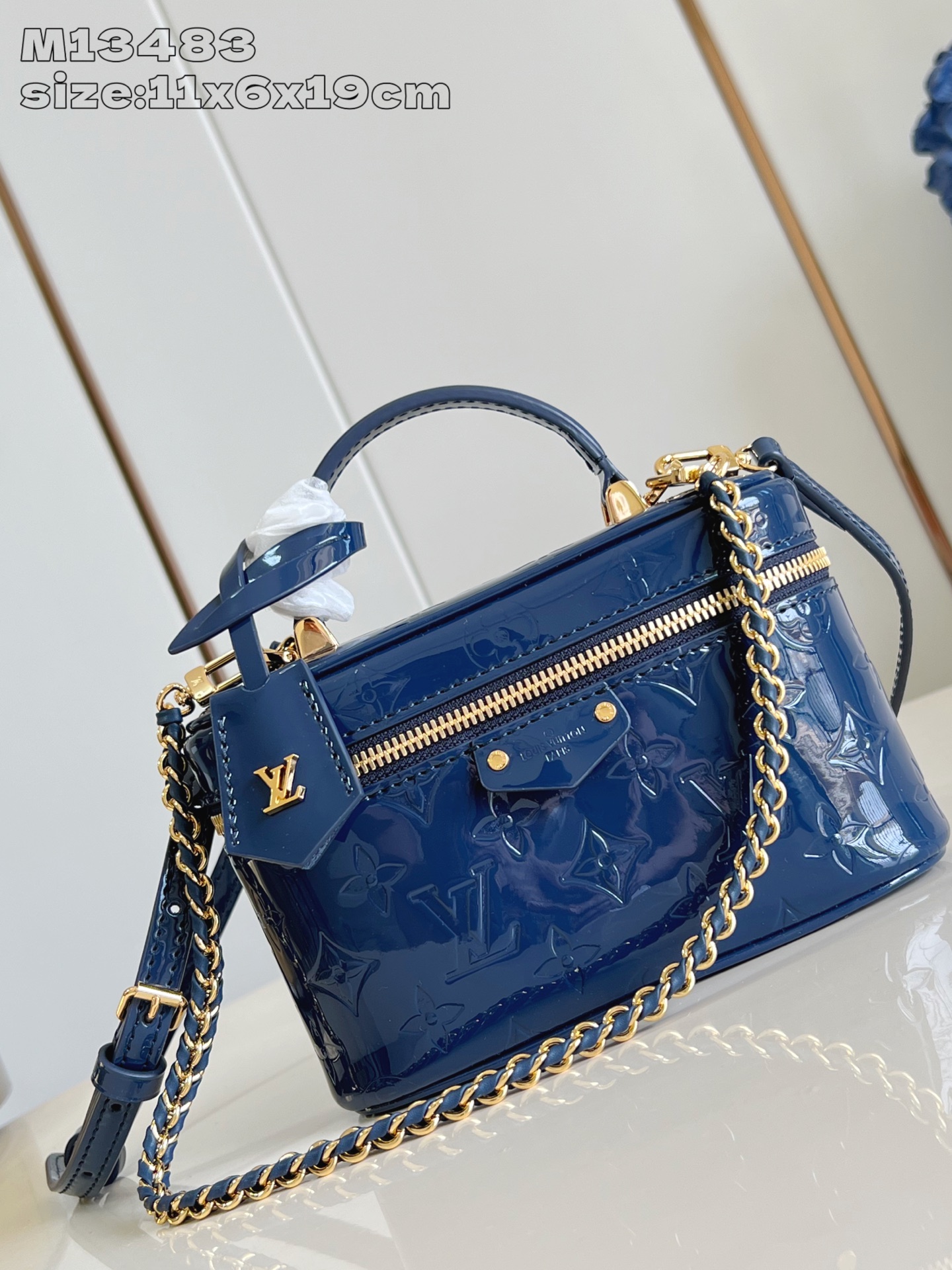 Bagsaaa LV M13483 Vanity Chain Pouch Sapphire Blue - 19cm