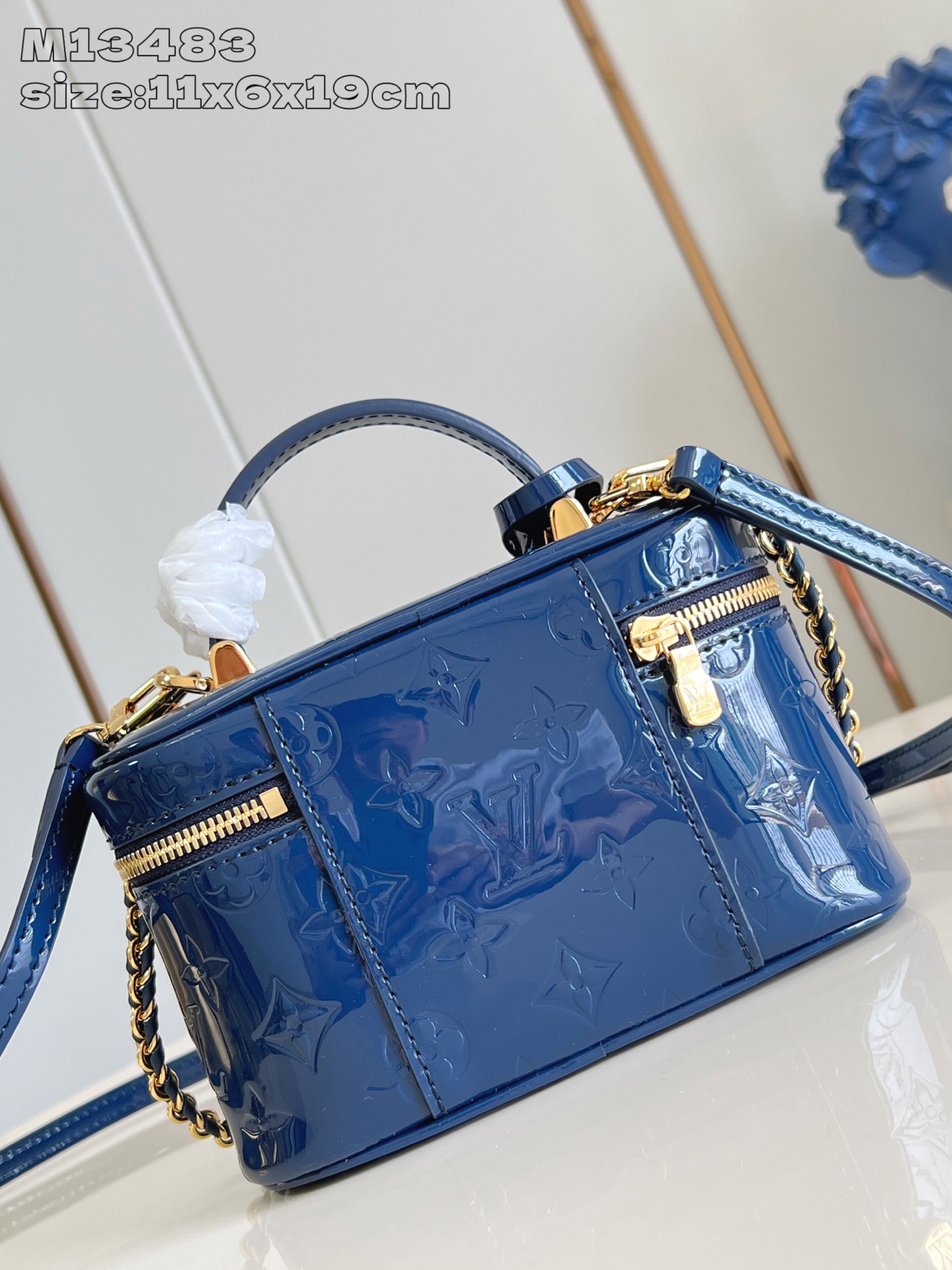 Bagsaaa LV M13483 Vanity Chain Pouch Sapphire Blue - 19cm