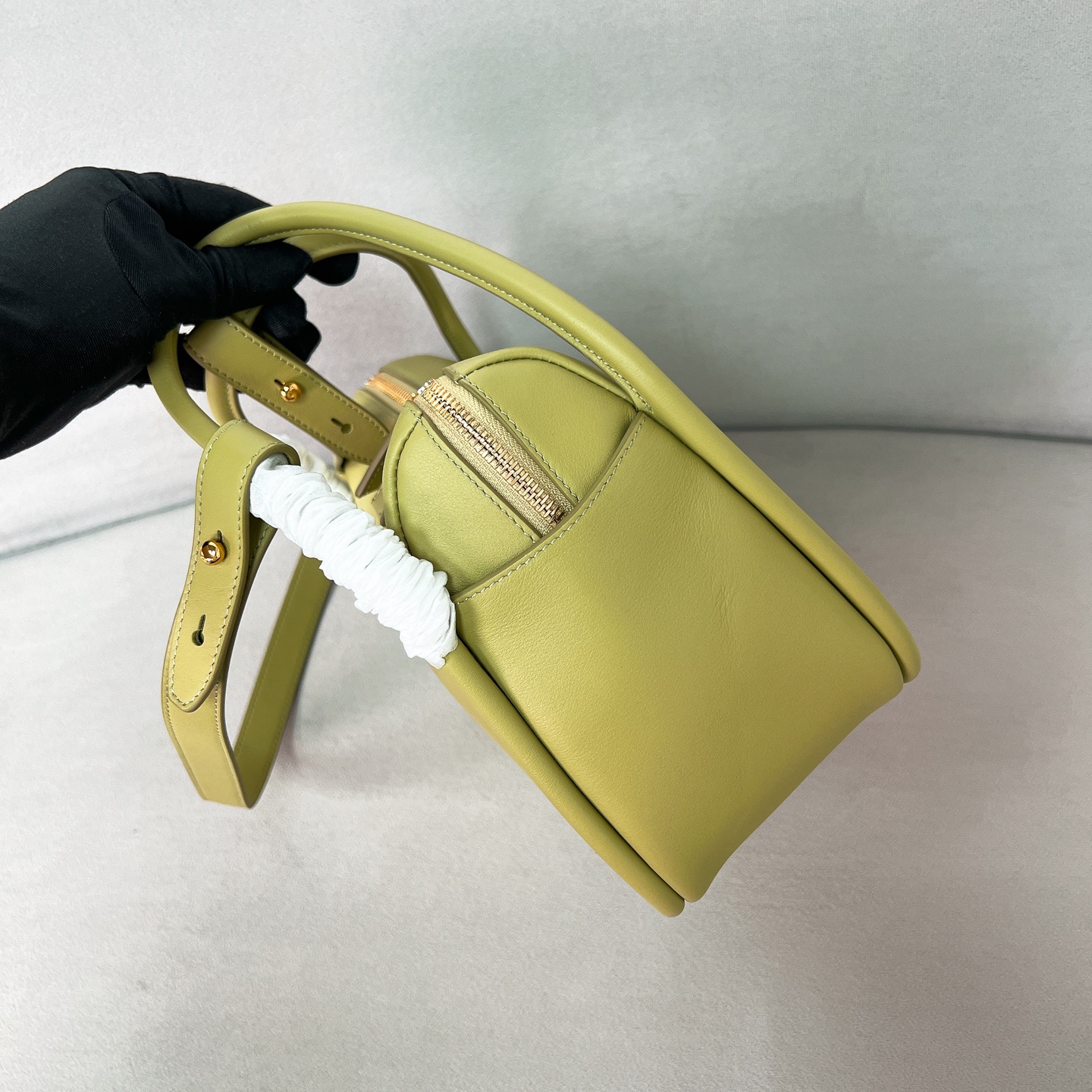 Bagsaaa Pra*a Darling leather handbag 1BA451 Lime Green - 25cm