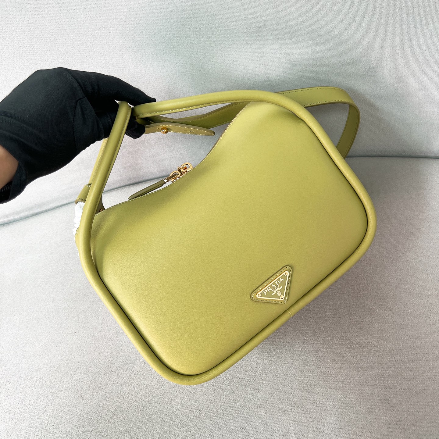 Bagsaaa Pra*a Darling leather handbag 1BA451 Lime Green - 25cm