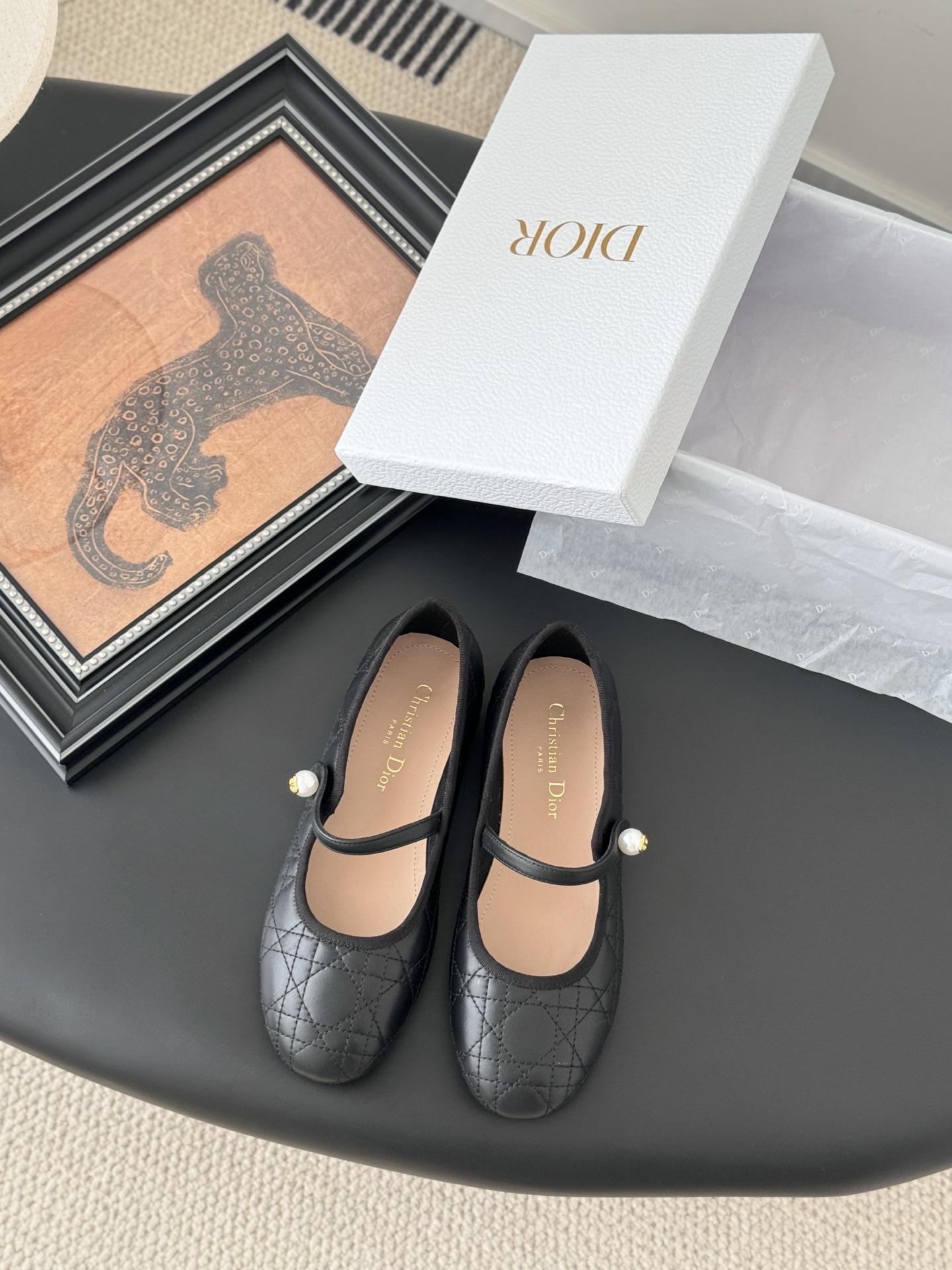 Bagsaaa D10r Ballet Flat Black Quilted Cannage Calfskin 01