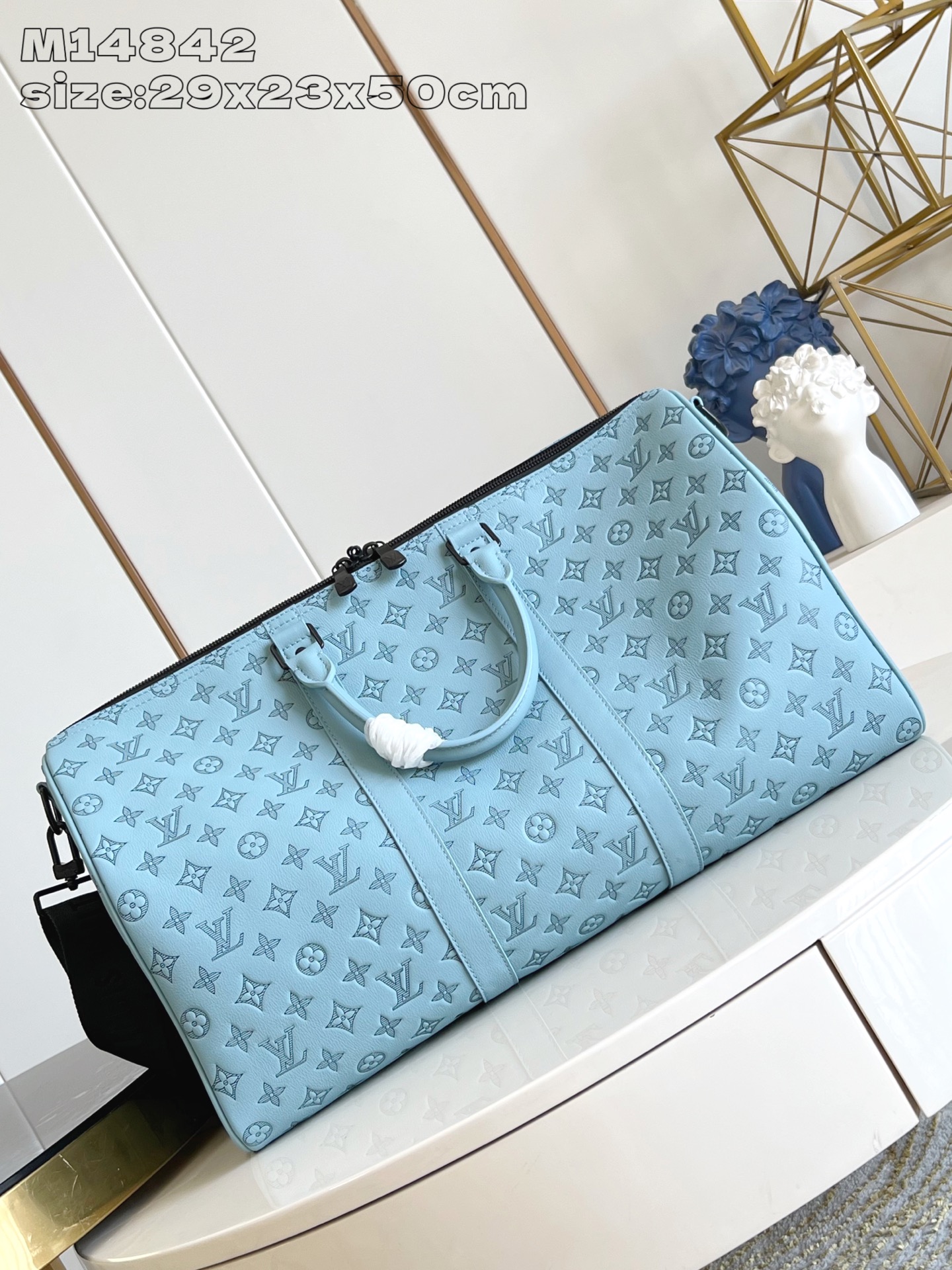 Bagsaaa M14842 LV Keepall Bandoulière 50 Sky Blue - 50 x 29 x 23 cm