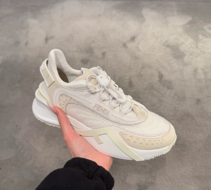 Bagsaaa F**di Flow White mesh and suede low tops
