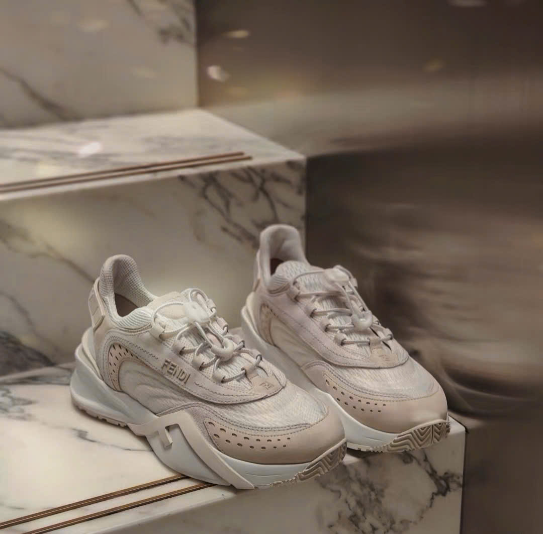 Bagsaaa F**di Flow White mesh and suede low tops