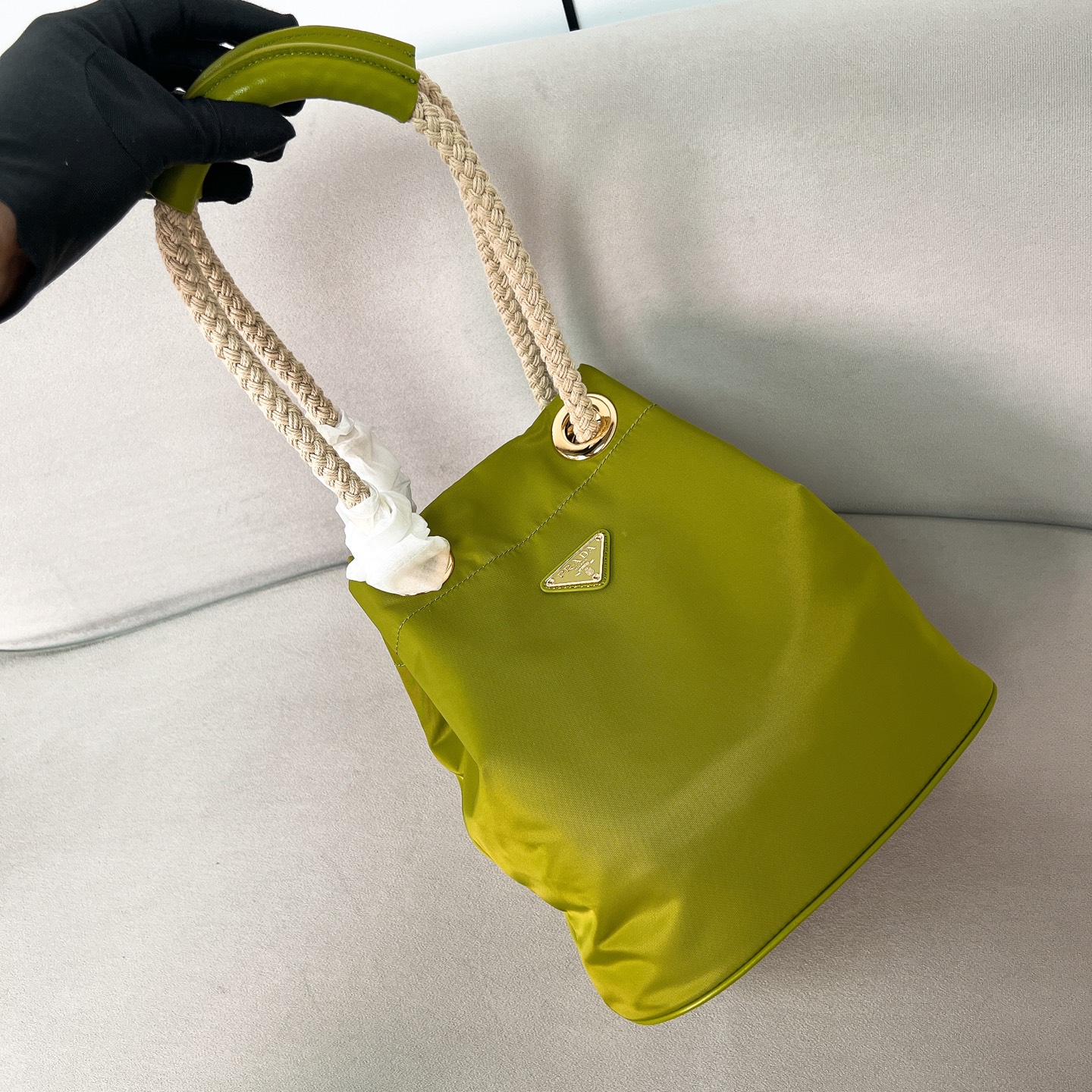 Bagsaaa Pra*a Mariner Re-Nylon small bucket bag 1BE082 green - 28cm
