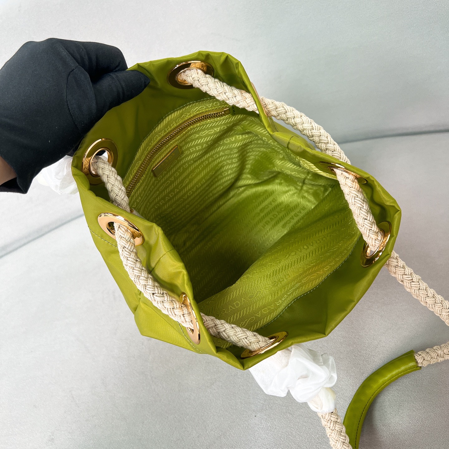 Bagsaaa Pra*a Mariner Re-Nylon small bucket bag 1BE082 green - 28cm