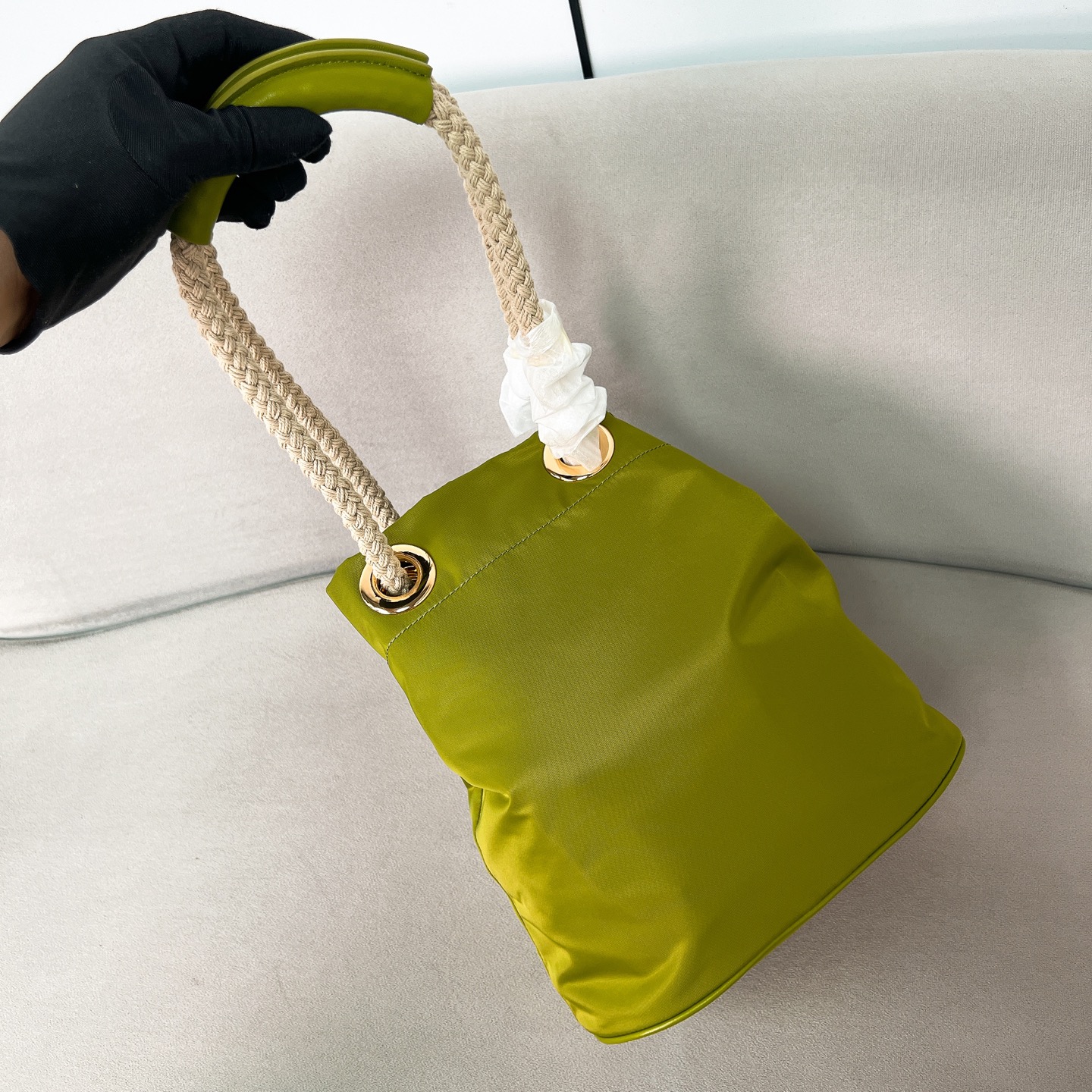 Bagsaaa Pra*a Mariner Re-Nylon small bucket bag 1BE082 green - 28cm