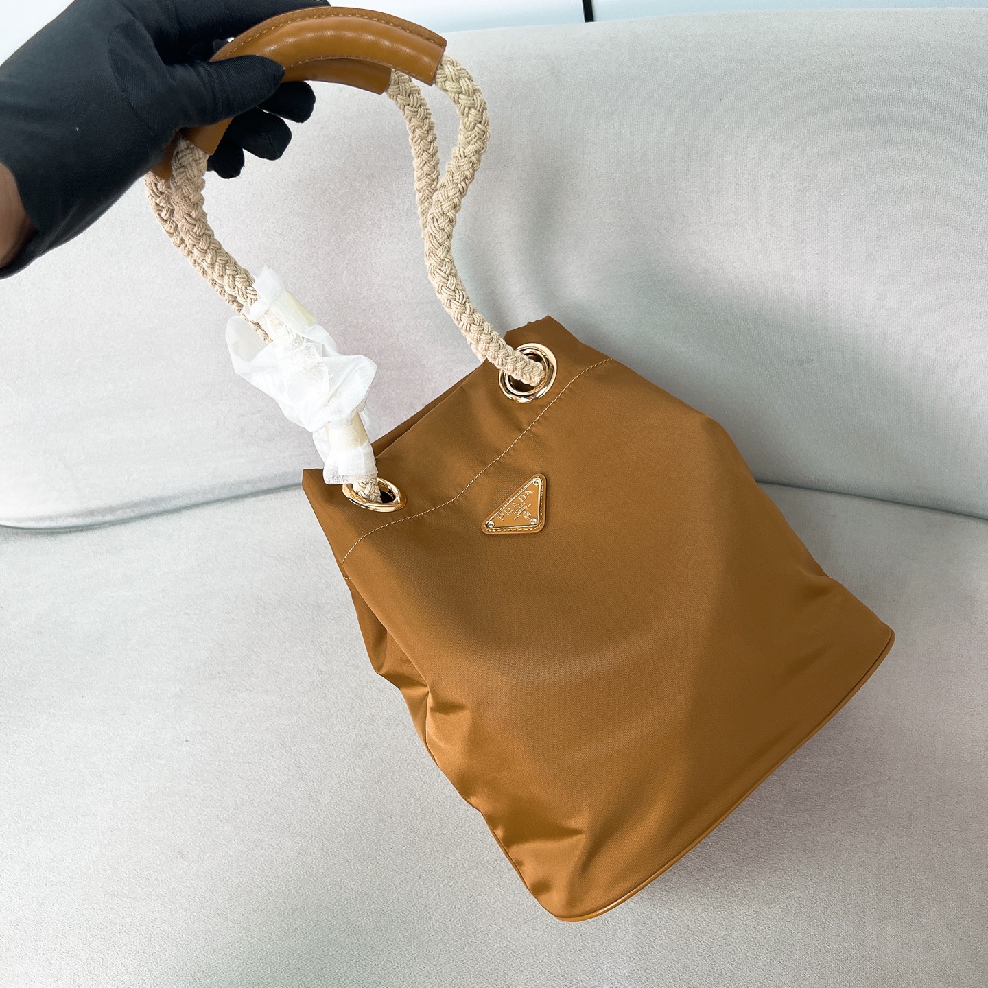 Bagsaaa Pra*a Mariner Re-Nylon small bucket bag 1BE082 brown - 28cm