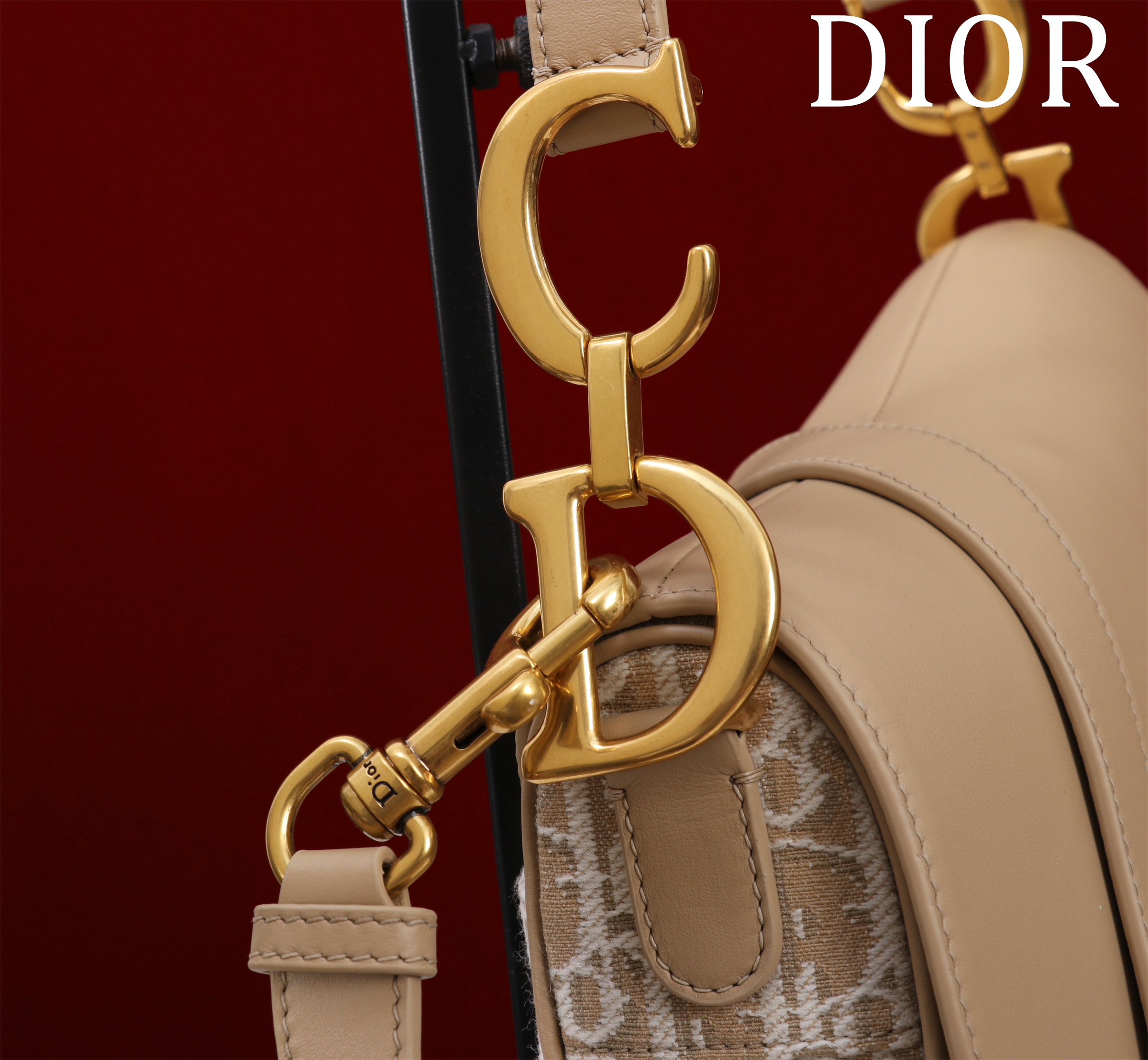 Bagsaaa D10r Saddle Bag with Strap D10r Oblique Jacquard and Natural Smooth Calfskin - 25.5cm