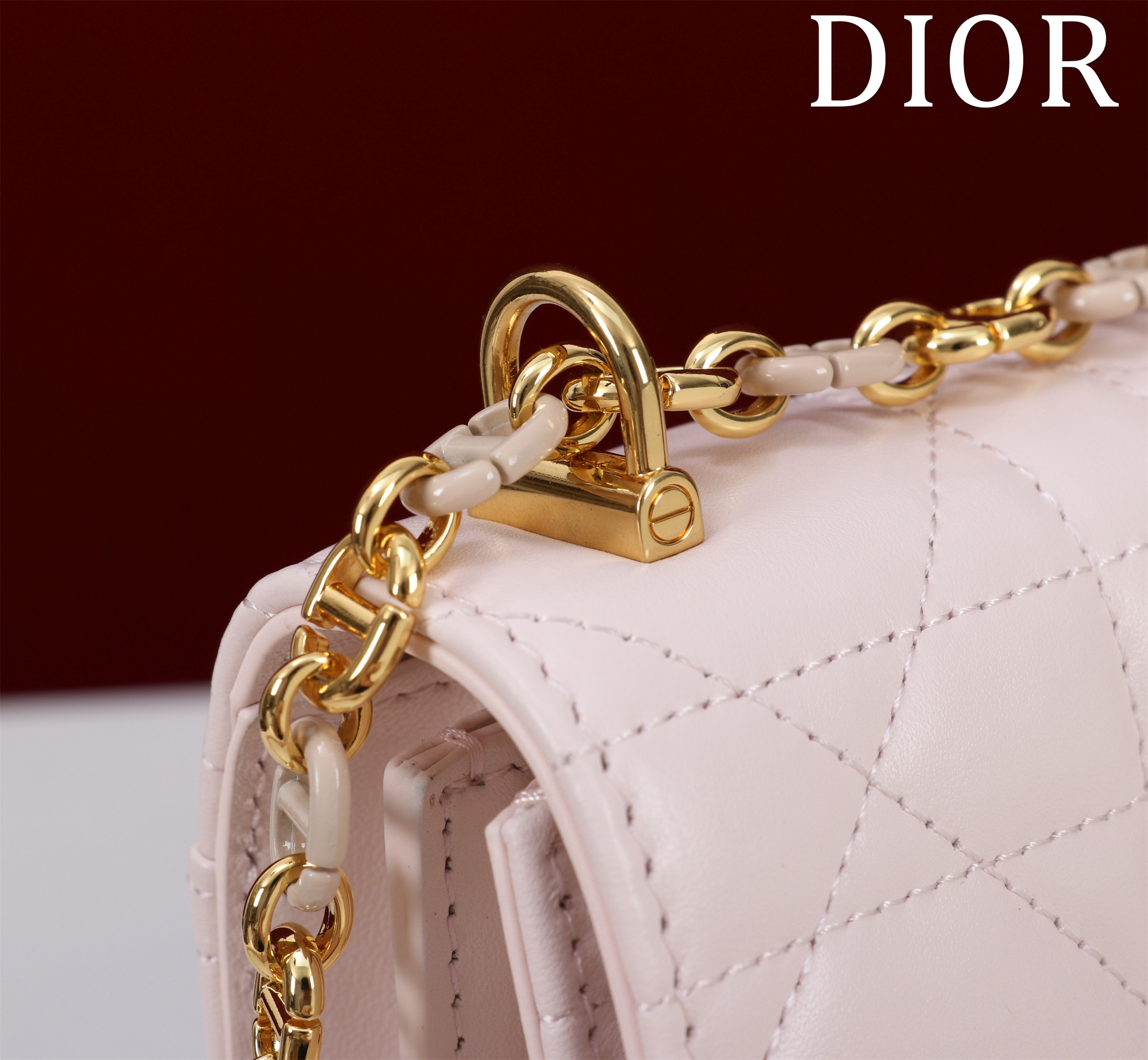 Bagsaaa D10r Miss Caro Mini Bag Blush Pink Macrocannage Lambskin - 18cm